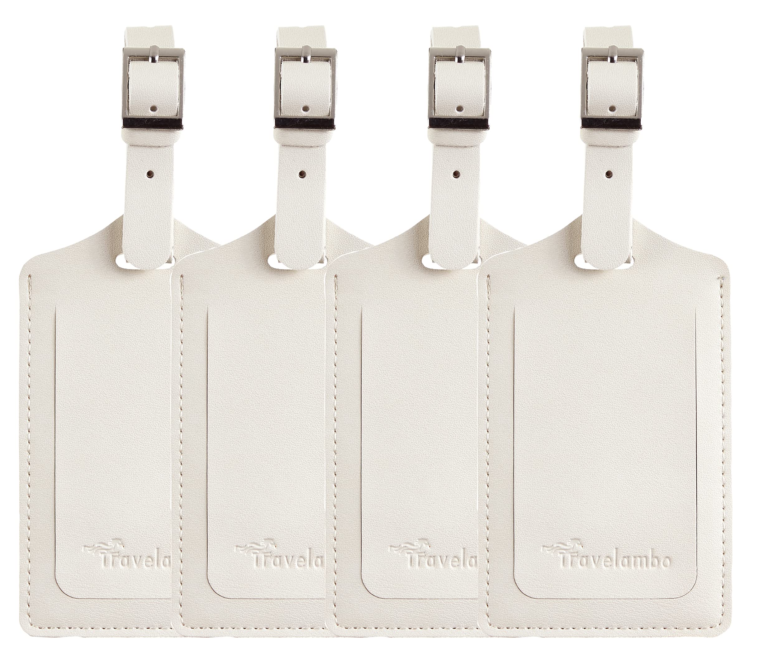 Travelambo PU Leather Luggage Tags for Suitcases - Durable Privacy Protection Bag Tags with ID Holder | Perfect for Air Travel, Cruise Vacations & Business Trips