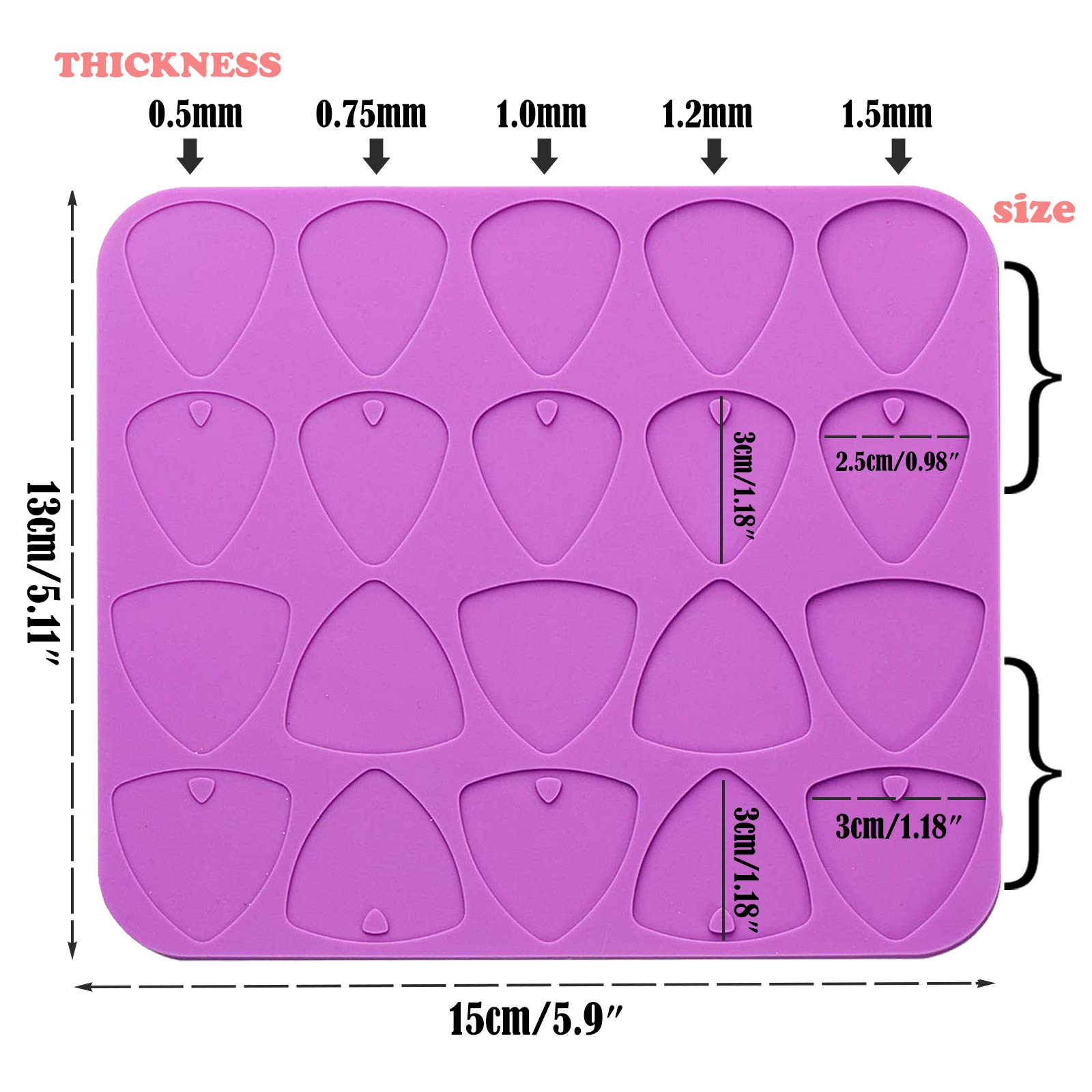 2 Pack Epoxy Resin Guitar Picks Molds - DIY Silicone Casting Mold for Custom Guitar Plectrums, Thumb Picks & Jewelry Making - Perfect for Keychains, Pendants & Music Accessories (Great for Musicians & Craft Lovers)