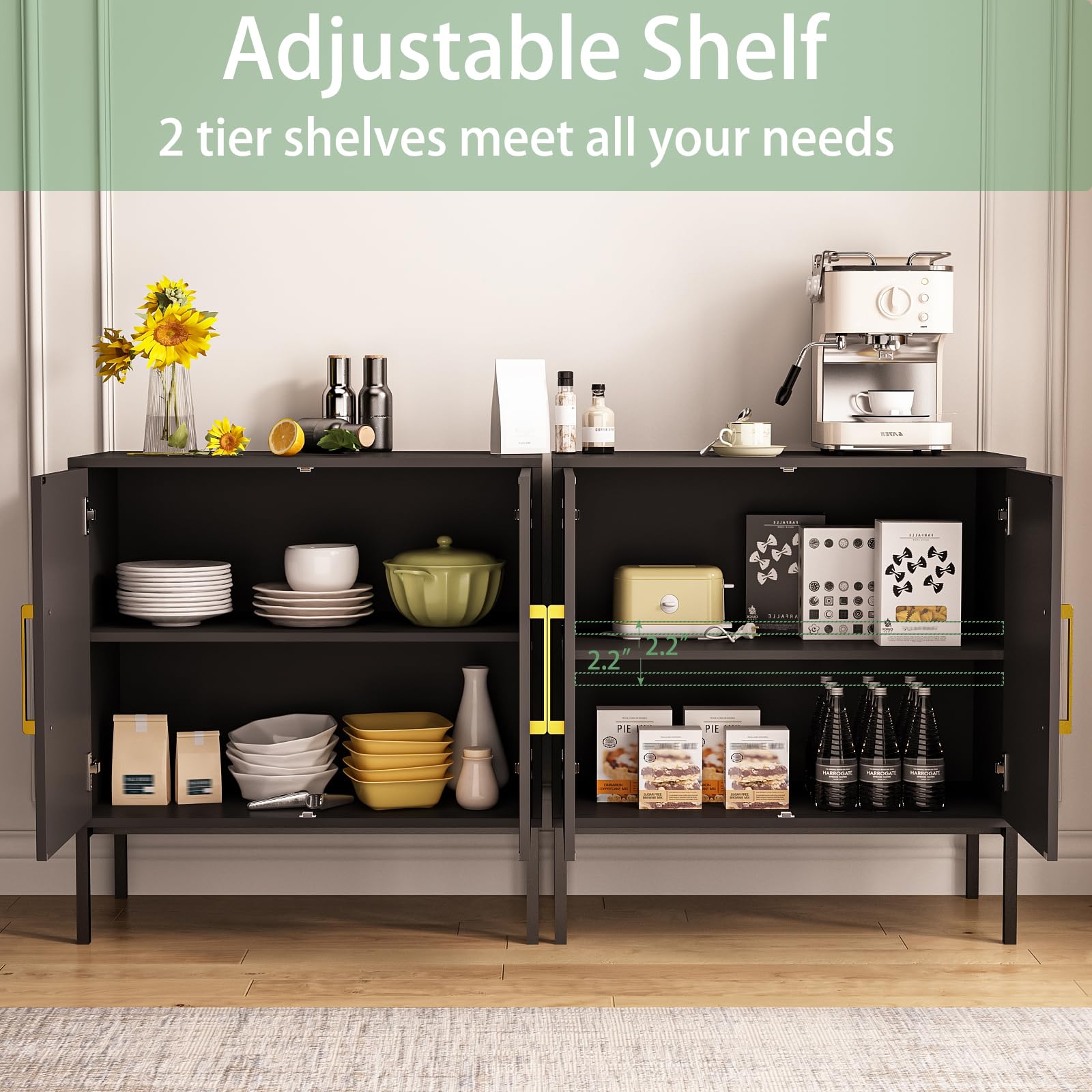 JOZZBY 3-Piece Storage Cabinet Set - Freestanding Double Door Sideboard, Modern Wooden Sideboard for Bedroom, Living Room, Kitchen, Office & Hallway - Perfect for Home Organization & Stylish Storage Solutions