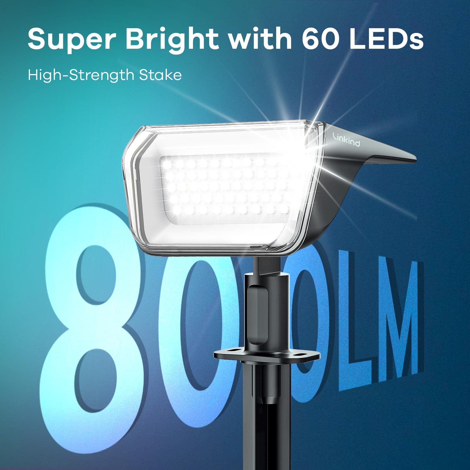 **Linkind 60 LED Solar Spot Lights Outdoor, Waterproof IP67 Landscape Lighting with 30% High Conversion Rate - 4 Pack Cool White for Garden, Yard, Pathway & Patio**    *(Perfect for Accent Lighting, Driveway Illumination, and Backyard Decor)*