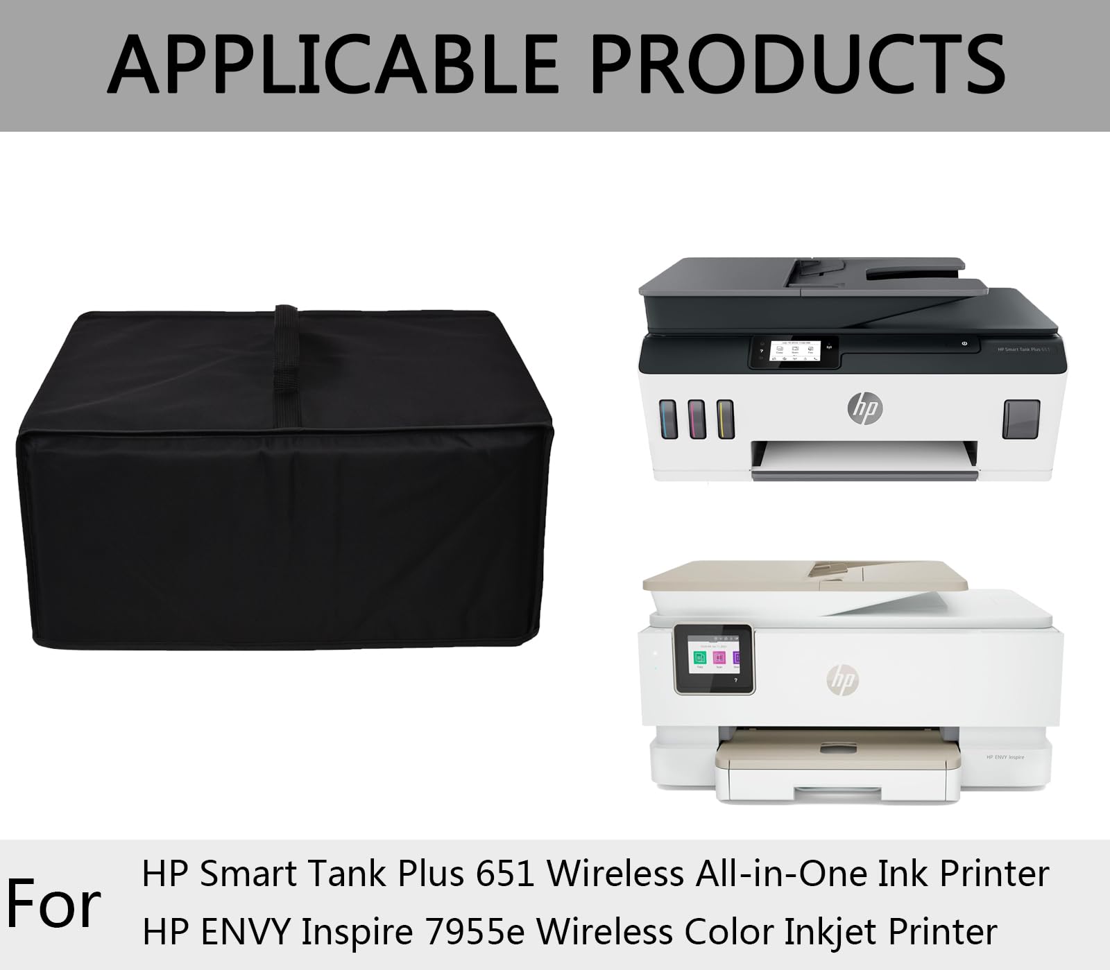Heavy Duty Anti-Static Printer Cover - Waterproof, Heat-Resistant Dust Protection for HP Smart Tank Plus 651 & ENVY Inspire 7955e Wireless Printers (Black) | Perfect for Home Office & Small Business Use