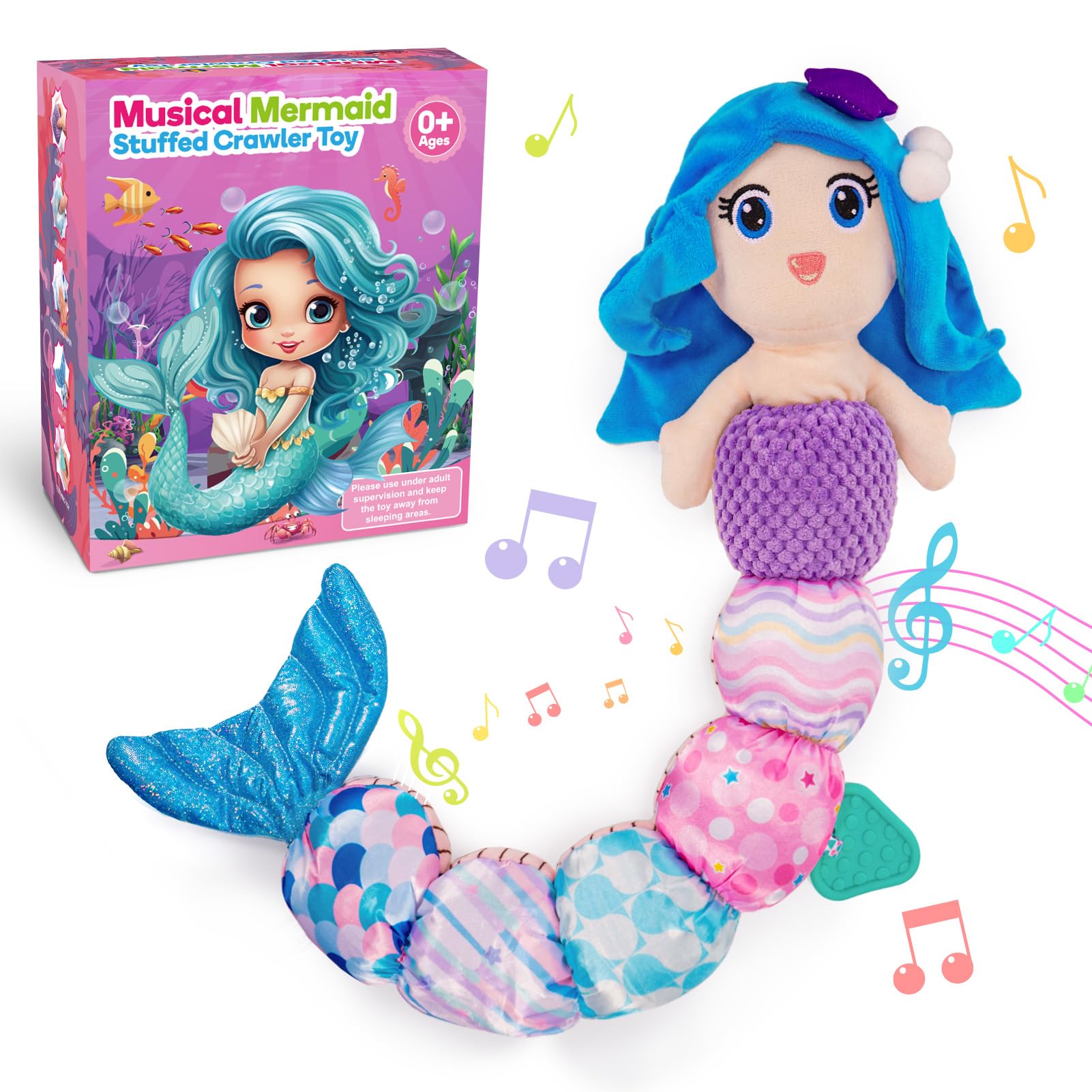 Mermaid Baby Stuffed Toy with Teether & Rattles - Soft Sensory Gift for 0-12 Months Girls | Perfect for Tummy Time & Easter Gifts