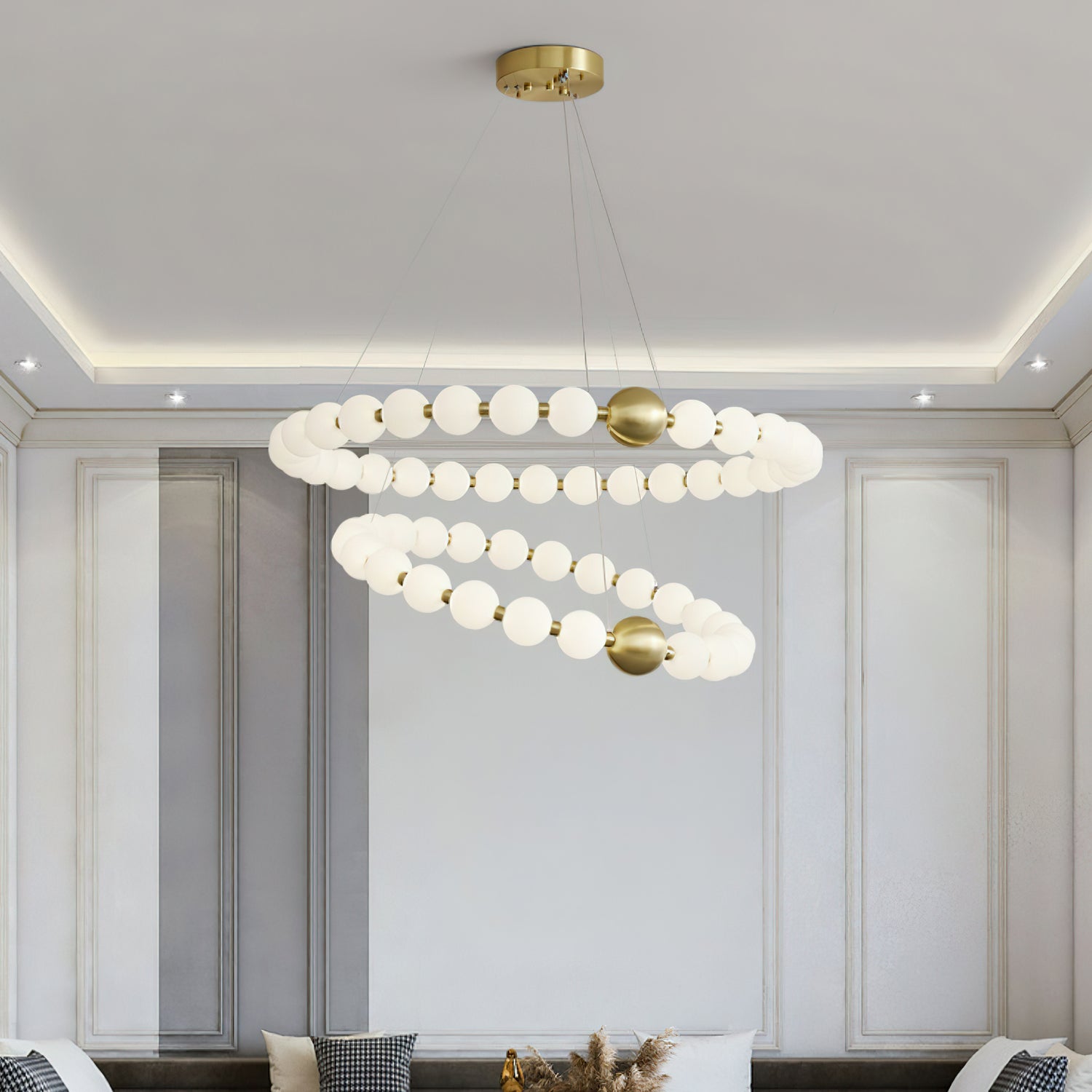 Aeyee Crystal Pearls Chandelier - Elegant Ceiling Light Fixture for Dining Room, Bedroom, Living Room & Wedding Decor