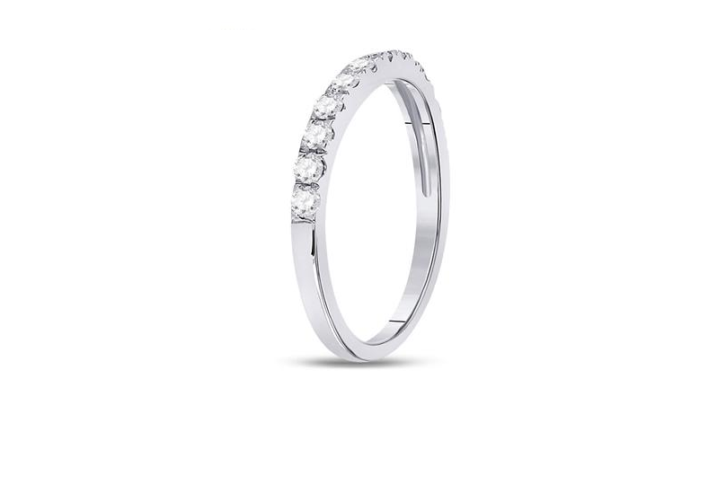 10K White Gold Diamond Women's Wedding Band Ring - 1/2 Carat Total Weight (1/2 CTTW) - Elegant Stackable Ring for Anniversary, Engagement or Everyday Wear