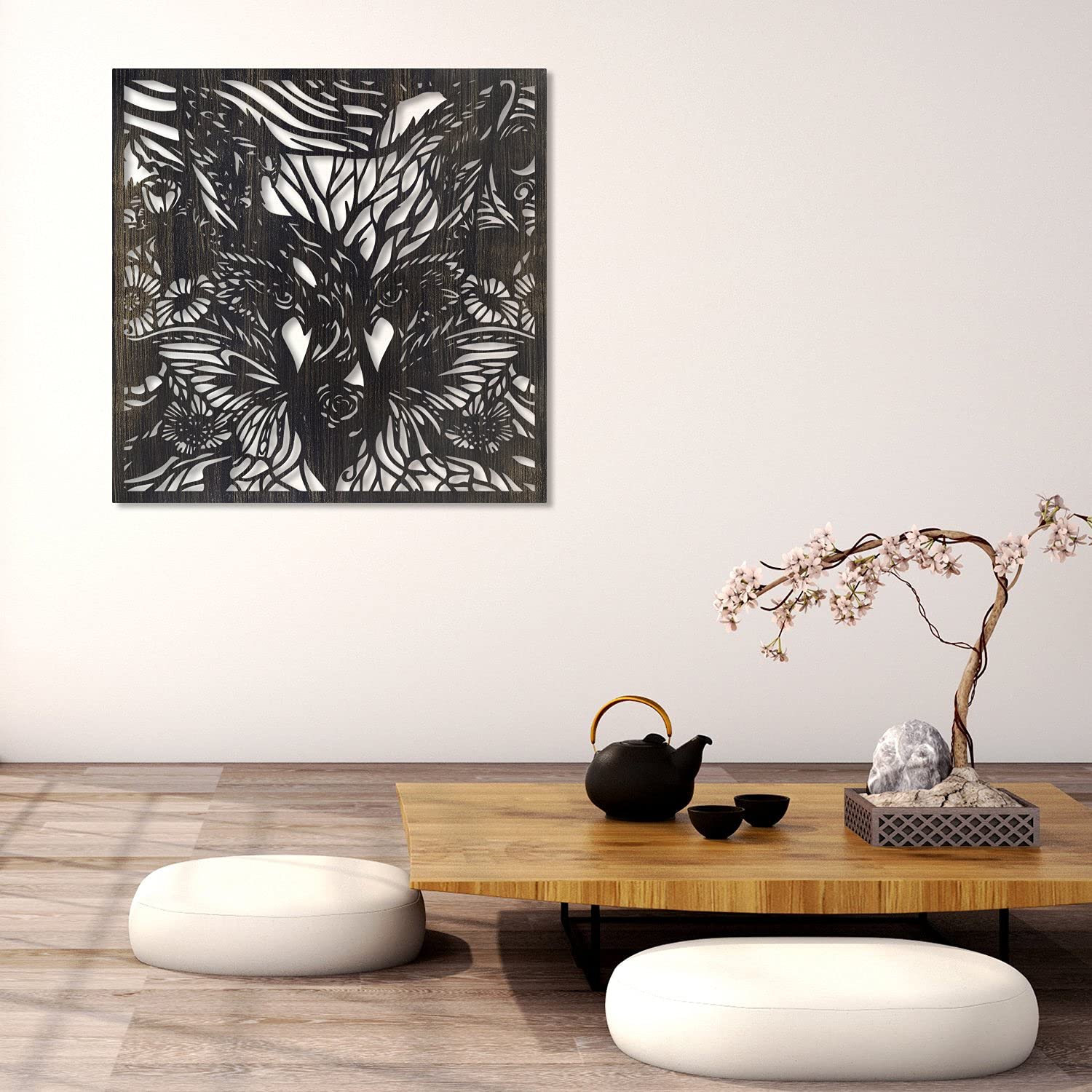 Kitsune Metal Wall Art for Home Decor - Living Room, Bedroom & Outdoor
