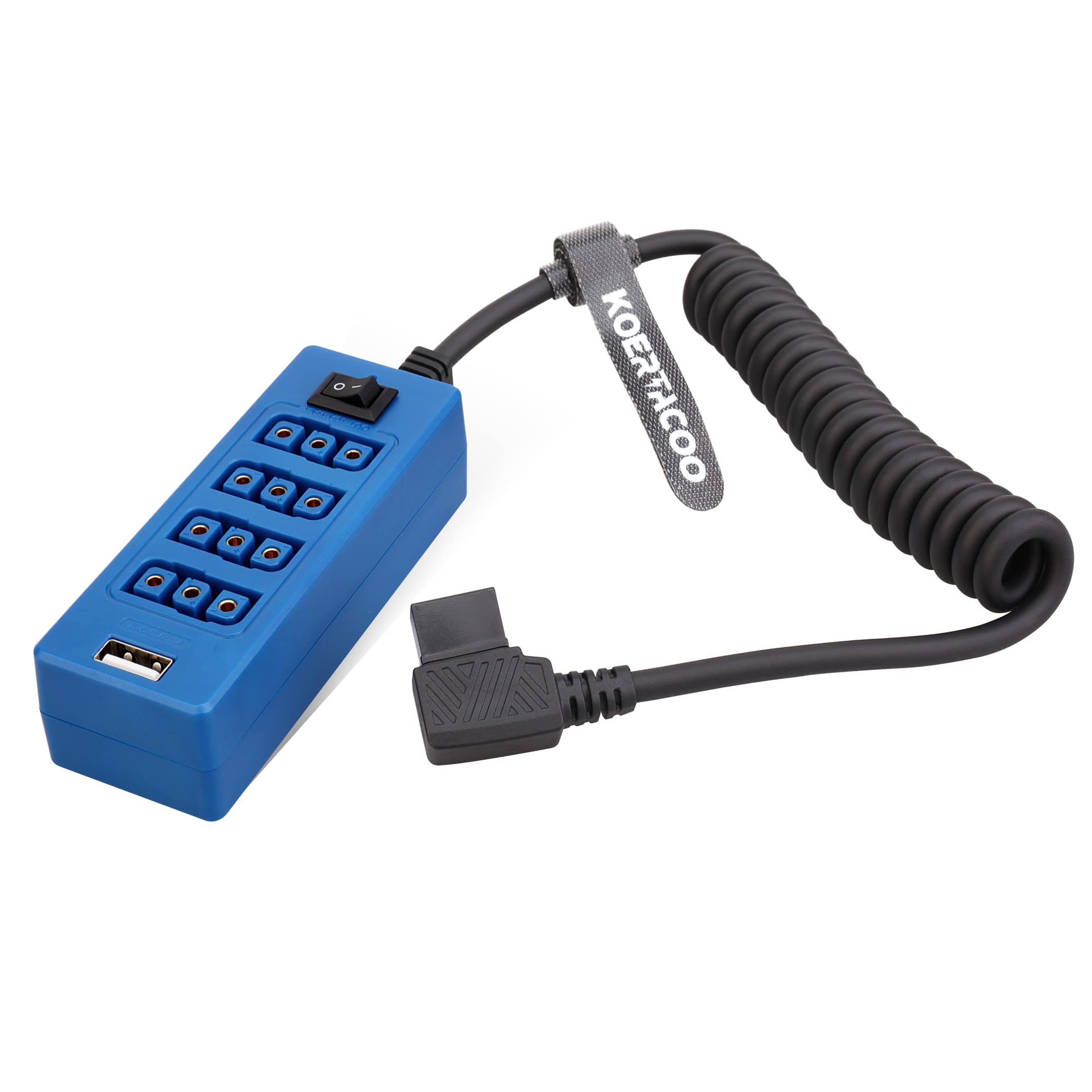 D-TAP Male to 4-Port D-TAP Female Power Splitter Adapter with USB Output - Compatible with V-Mount/Gold Mount Batteries, DSLR Cameras, ARRI RED, LED Video Lights, Monitors, BMPCC 4K/6K - Perfect for Professional Filmmaking, Photography & Mobile Device Charging