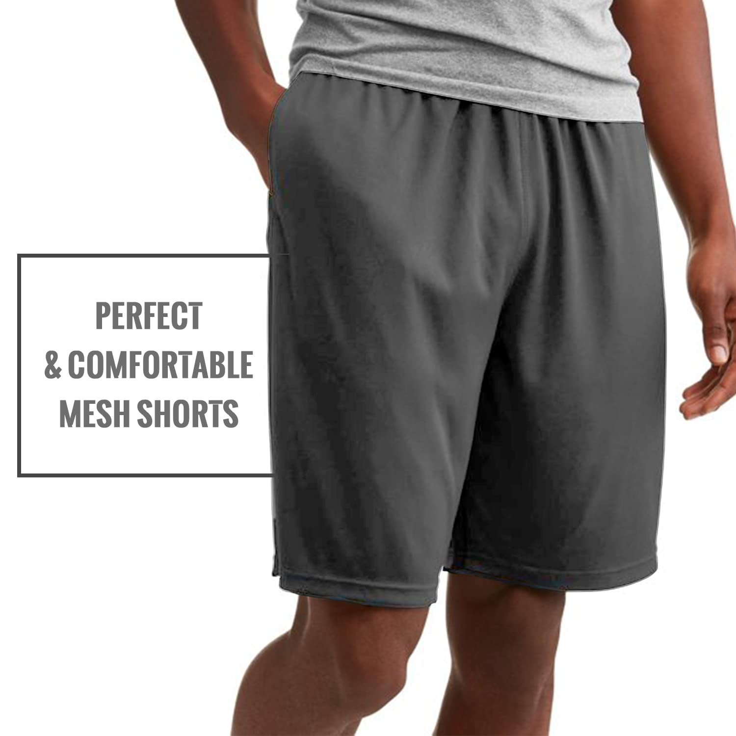 Harvic Men's Quick Dry Mesh Athletic Shorts with Pockets - Lightweight Running & Gym Workout Shorts for Active Lifestyles