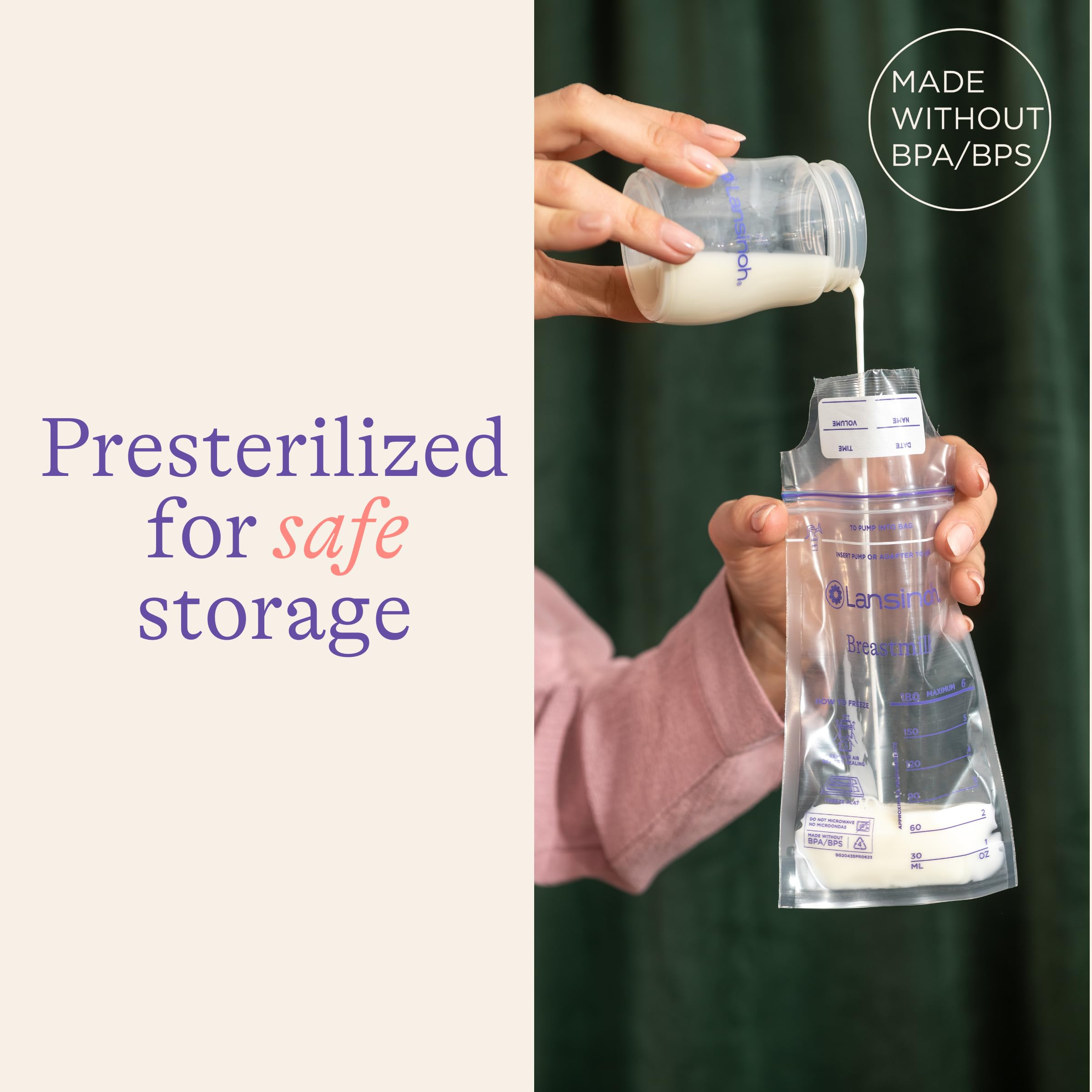 Lansinoh Breastmilk Storage Bags - 200 Count (2 Packs of 100) | BPA-Free Freezer Safe Bags for Long Term Breast Milk Storage | Direct Pumping | Nursing Essentials for Breastfeeding Moms | Perfect for Working Mothers and On-the-Go Pumping