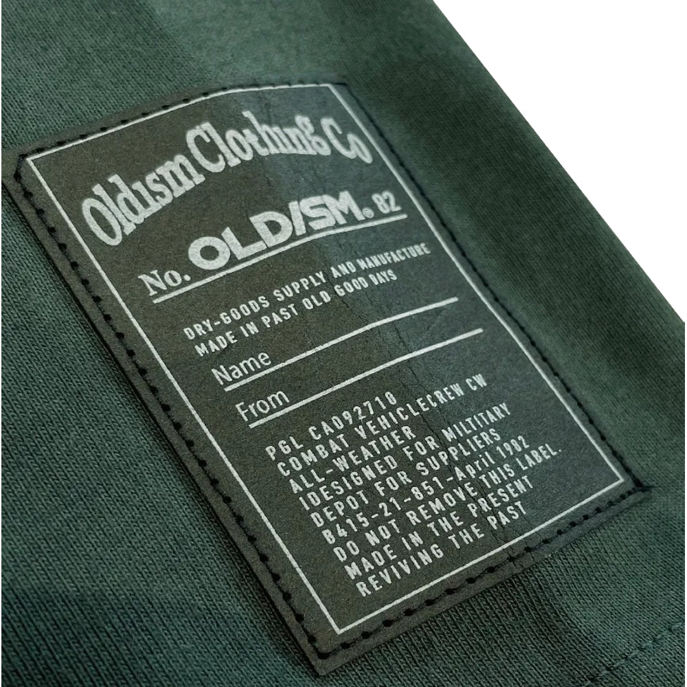 OLDISM OLD/SM® Oversized Embroidered Label Pocket T-Shirt - Green Cotton Streetwear Tee for Men | Casual Wear, Urban Fashion & Street Style Outfits