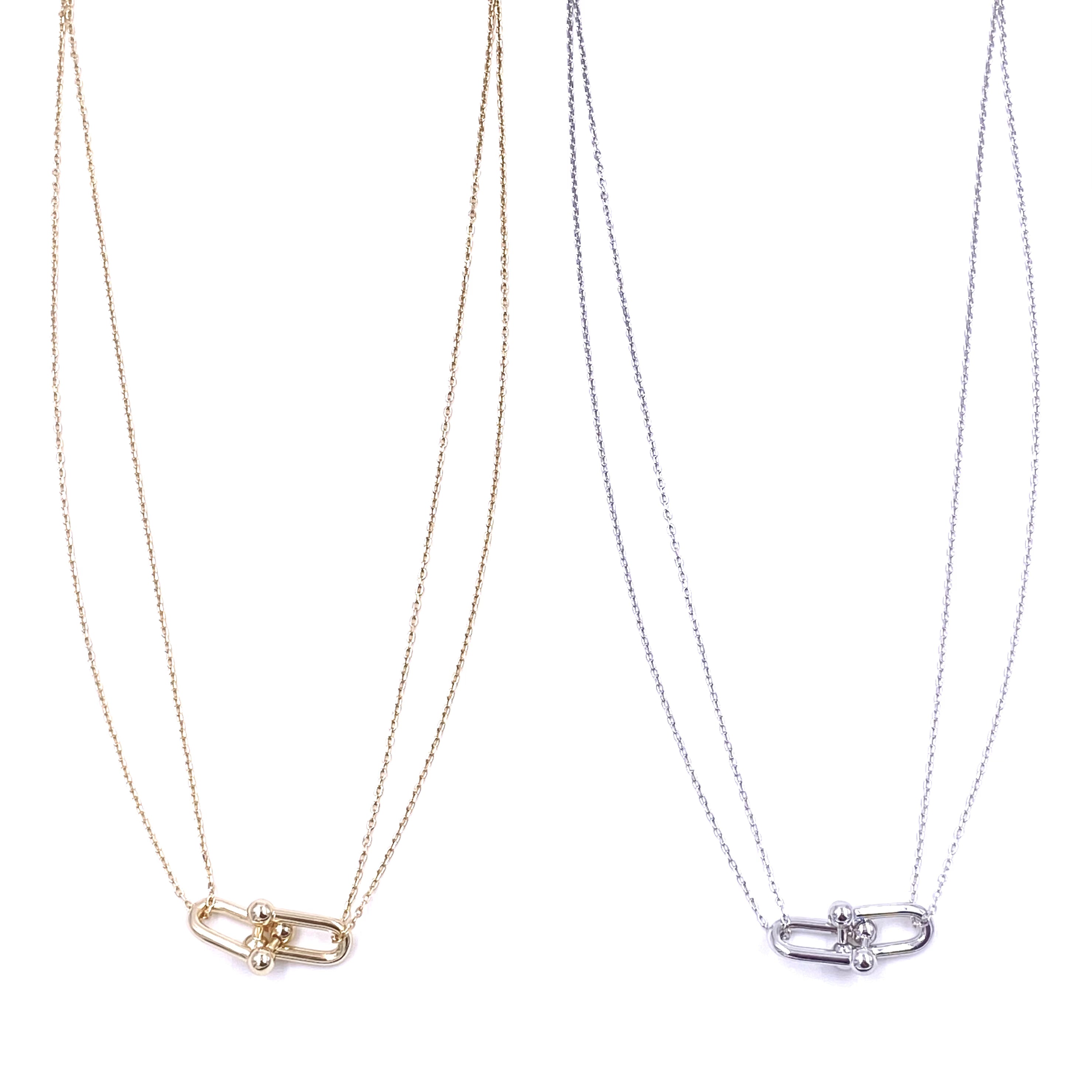 Ashley Gold Sterling Silver Center Bike Link Double Chain Necklace - Elegant Layered Jewelry for Women, Perfect for Date Night & Special Occasions