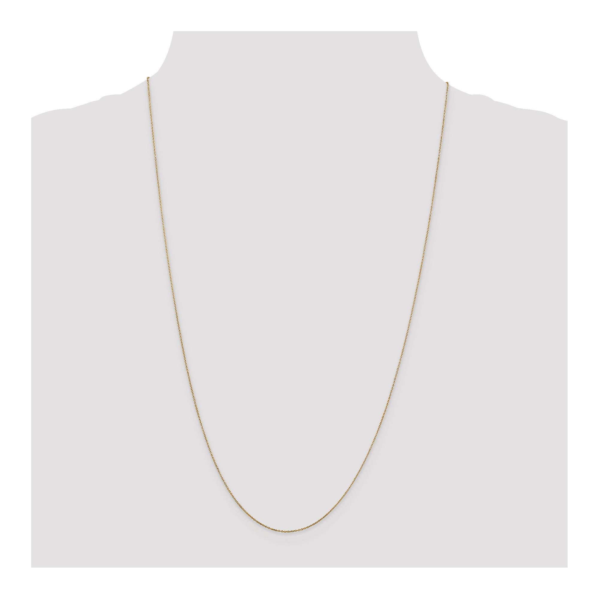 14k Yellow Gold 0.6mm Solid Diamond-Cut Cable Chain Necklace - 14 Inch Length - Dainty Layering Jewelry for Everyday Wear & Special Occasions
