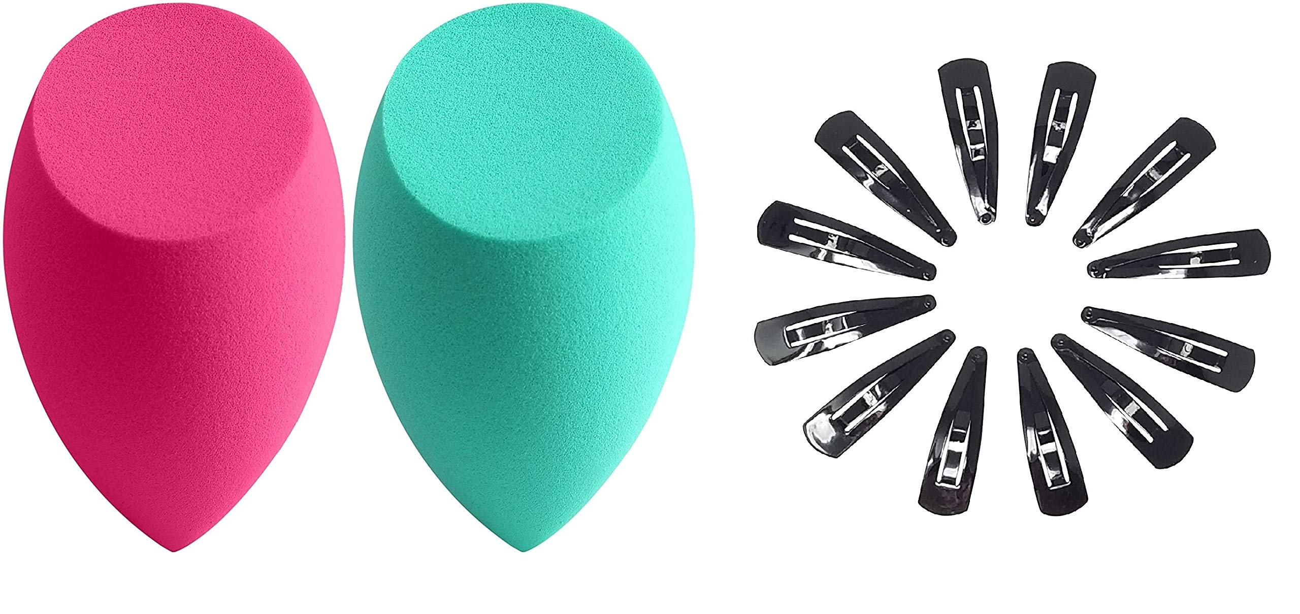 2PCS Makeup Sponge Set - Premium Beauty Blender for Liquid Foundation, Cream & Powder - Includes Free Black Metal Hair Clips | Perfect for Daily Makeup, Professional Contouring & On-The-Go Touch Ups