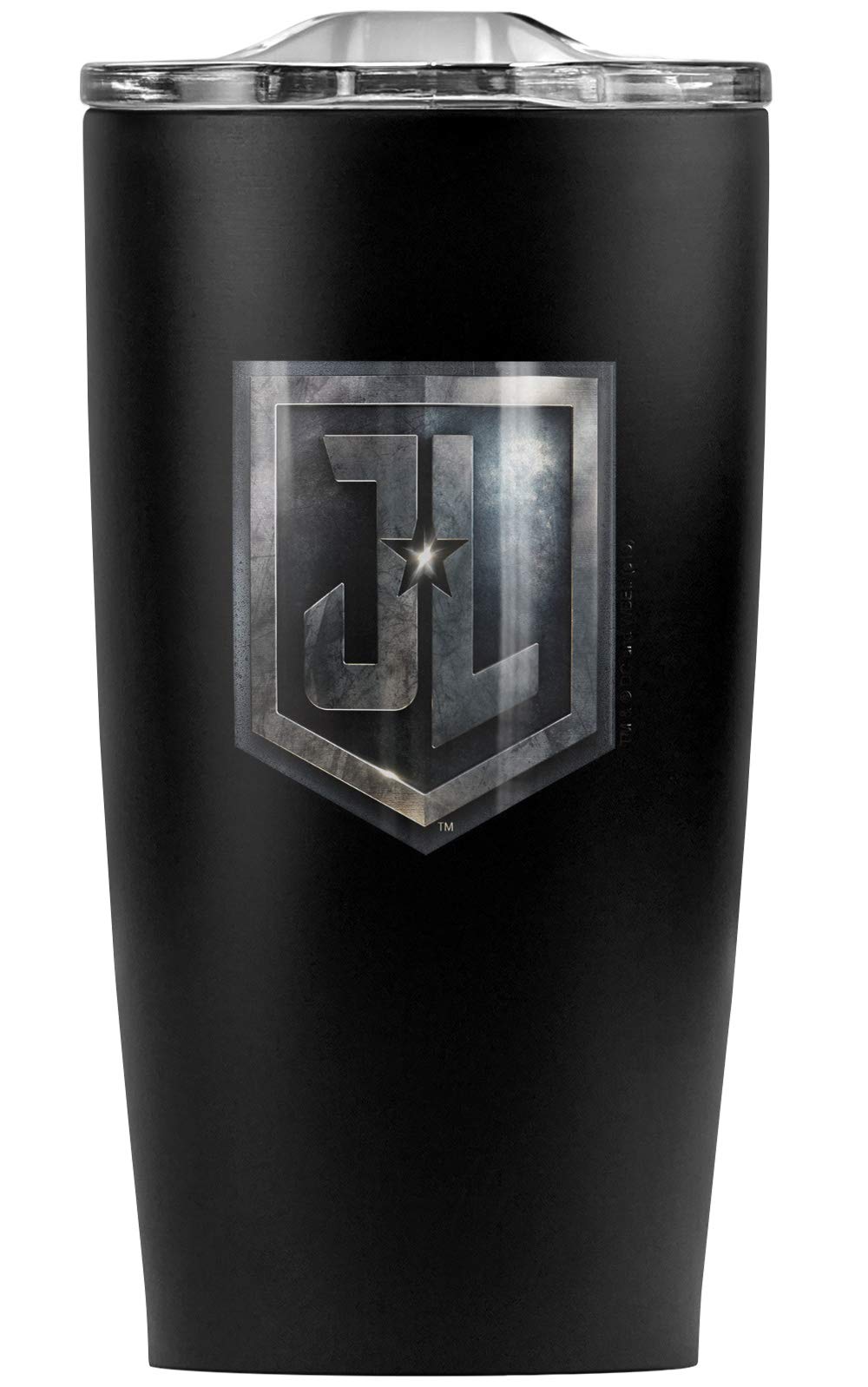 Justice League Movie JL Shield Logo Stainless Steel Tumbler 20oz - Vacuum Insulated Coffee Travel Mug with Leakproof Sliding Lid - Double Wall Insulation Keeps Hot & Cold for Hours - Perfect for Superhero Fans, Office, Gym, Camping & Road Trips