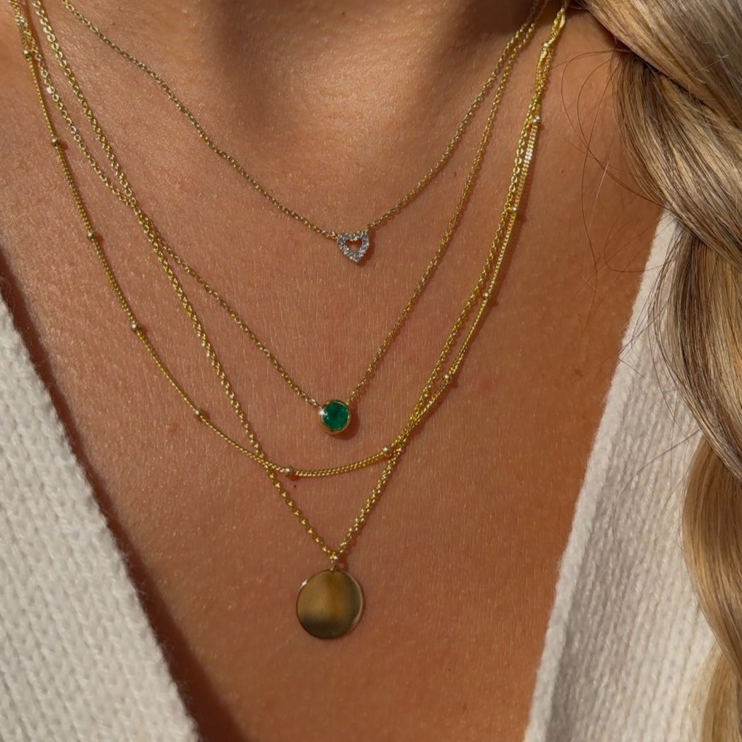 14K Solid Yellow Gold Emerald Station Necklace - Bezel Set for Everyday Elegance | Perfect for Gifts, Anniversaries, and Special Occasions