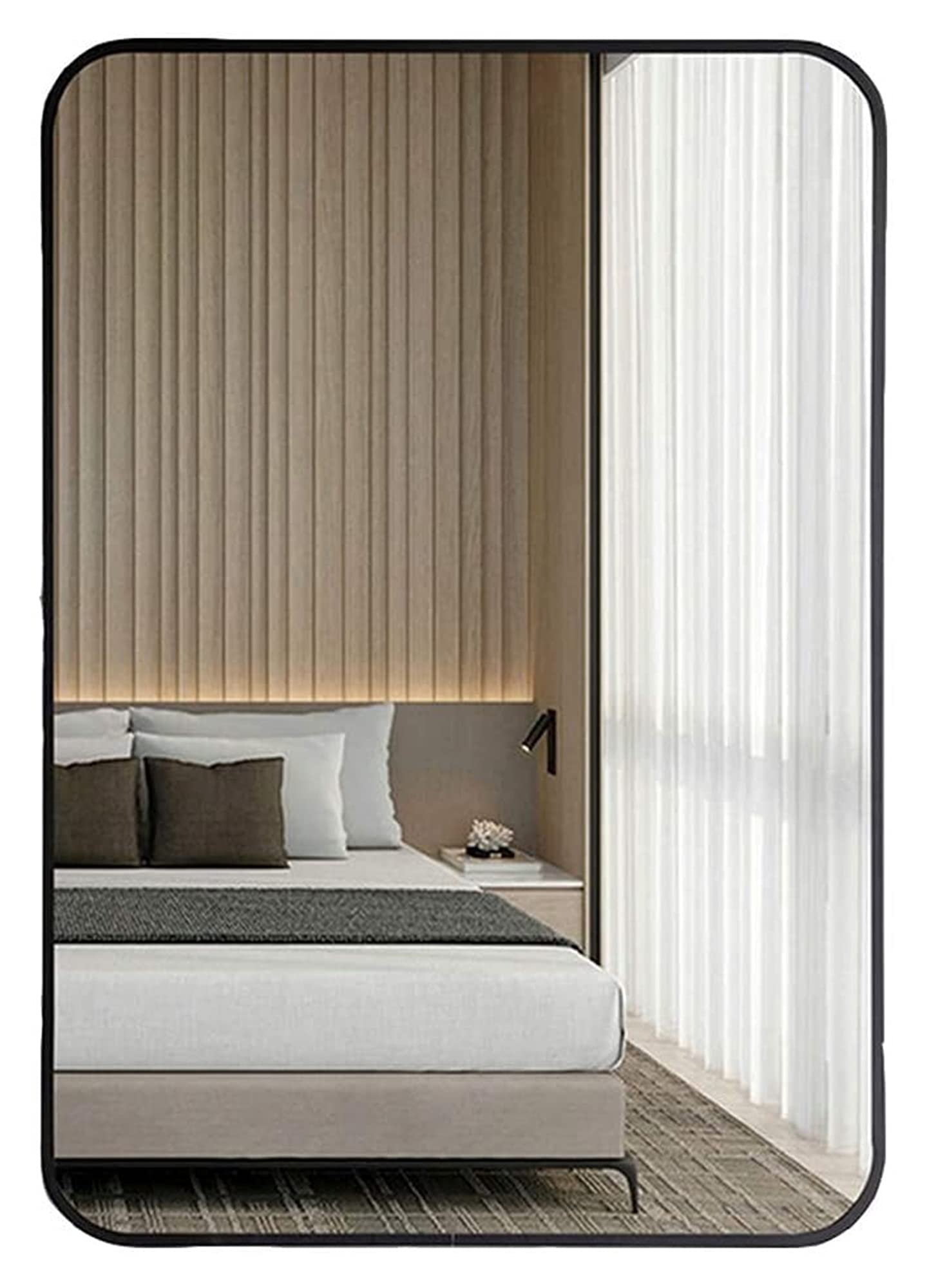 YIWANGO Rectangle Bathroom Wall Mirror with Black Metal Frame - Large HD Makeup Mirror for Vanity, Bedroom & Living Room - Perfect for Shaving, Wall Decor and Daily Grooming