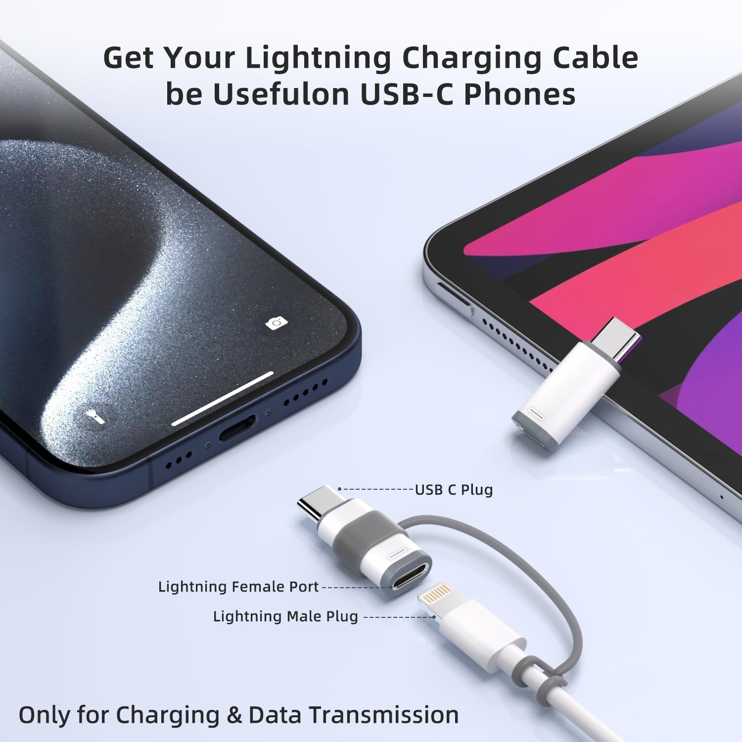 5-Pack USB C to Lightning Adapter for iPhone 16/15/14/13 - Fast Charging & Data Sync - Compatible with iPhone 16/15 Plus/Pro/Max, Galaxy S24/S23, Pixel 8/7/6, iPad Pro & MacBook Pro - Perfect for Travel, Office & Home Charging