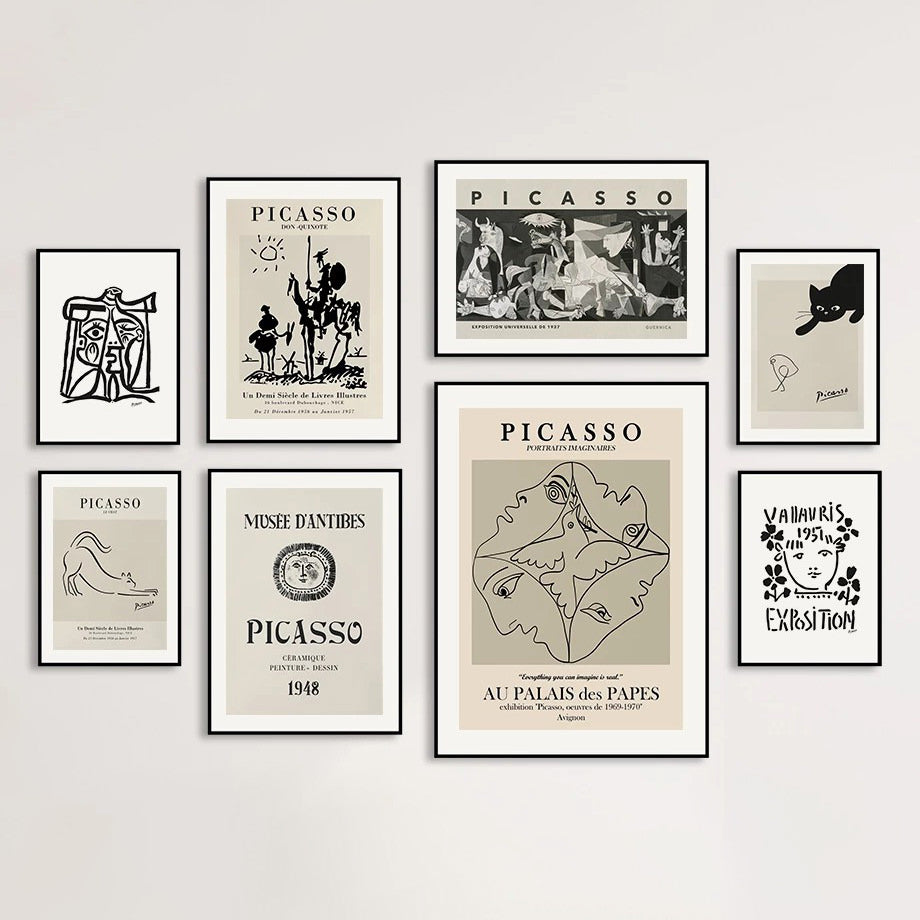 Picasso Outline Sketches Canvas Posters - Modern Art Wall Decor for Living Room, Bedroom & Office | Famous Artist Painting Prints for Home & Office Decoration