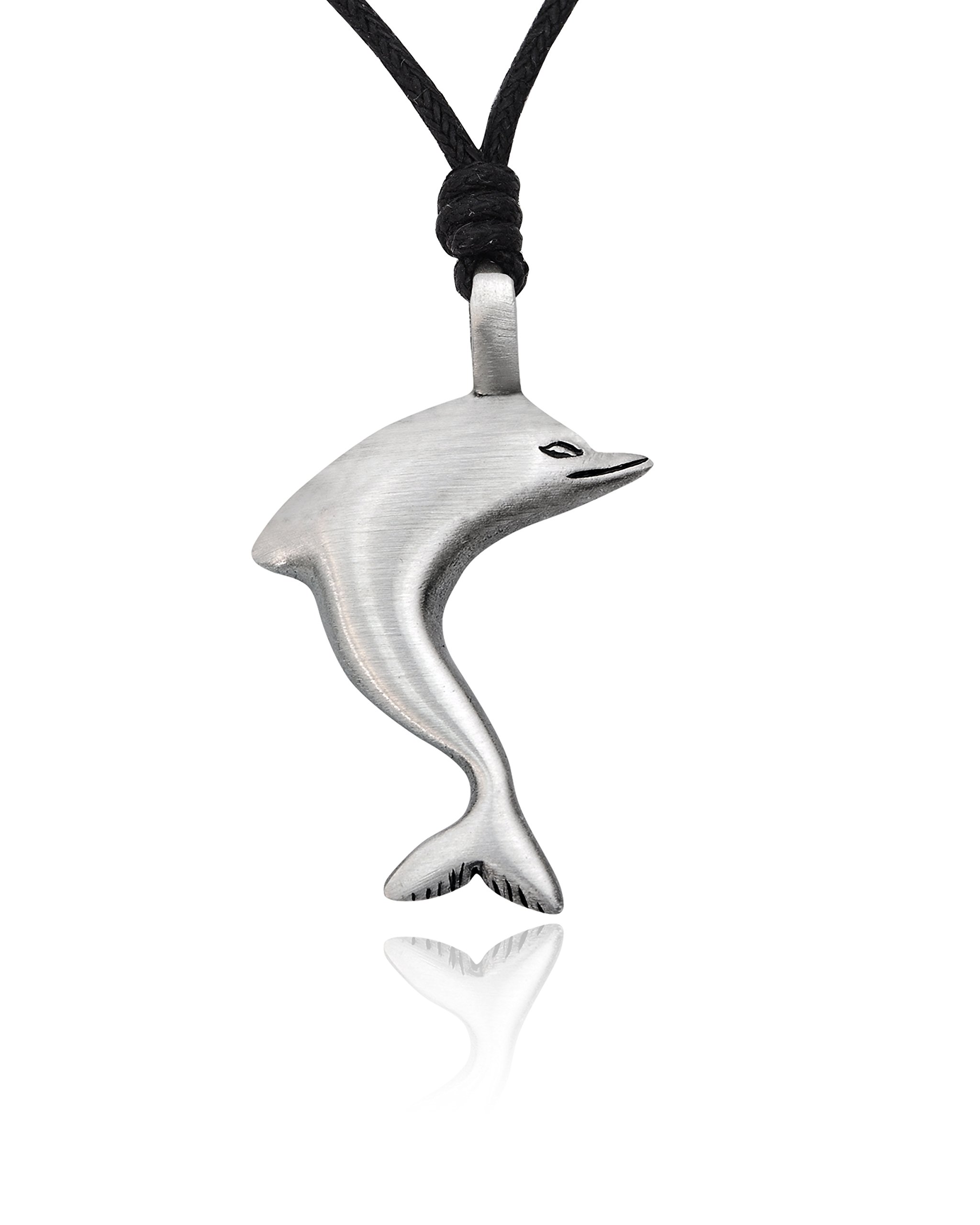 Dolphin Silver Pewter Charm Necklace Pendant - Elegant Jewelry for Women - Perfect Gift for Beach Lovers & Ocean Enthusiasts