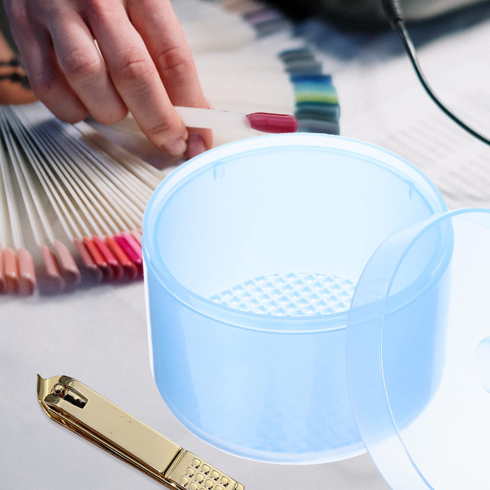 2 Pack Nail Art Tool Cleaning Cup - Professional Manicure Soaking Tray with Net for Nail Accessories | Perfect for Salon, Home Nail Care & DIY Nail Art