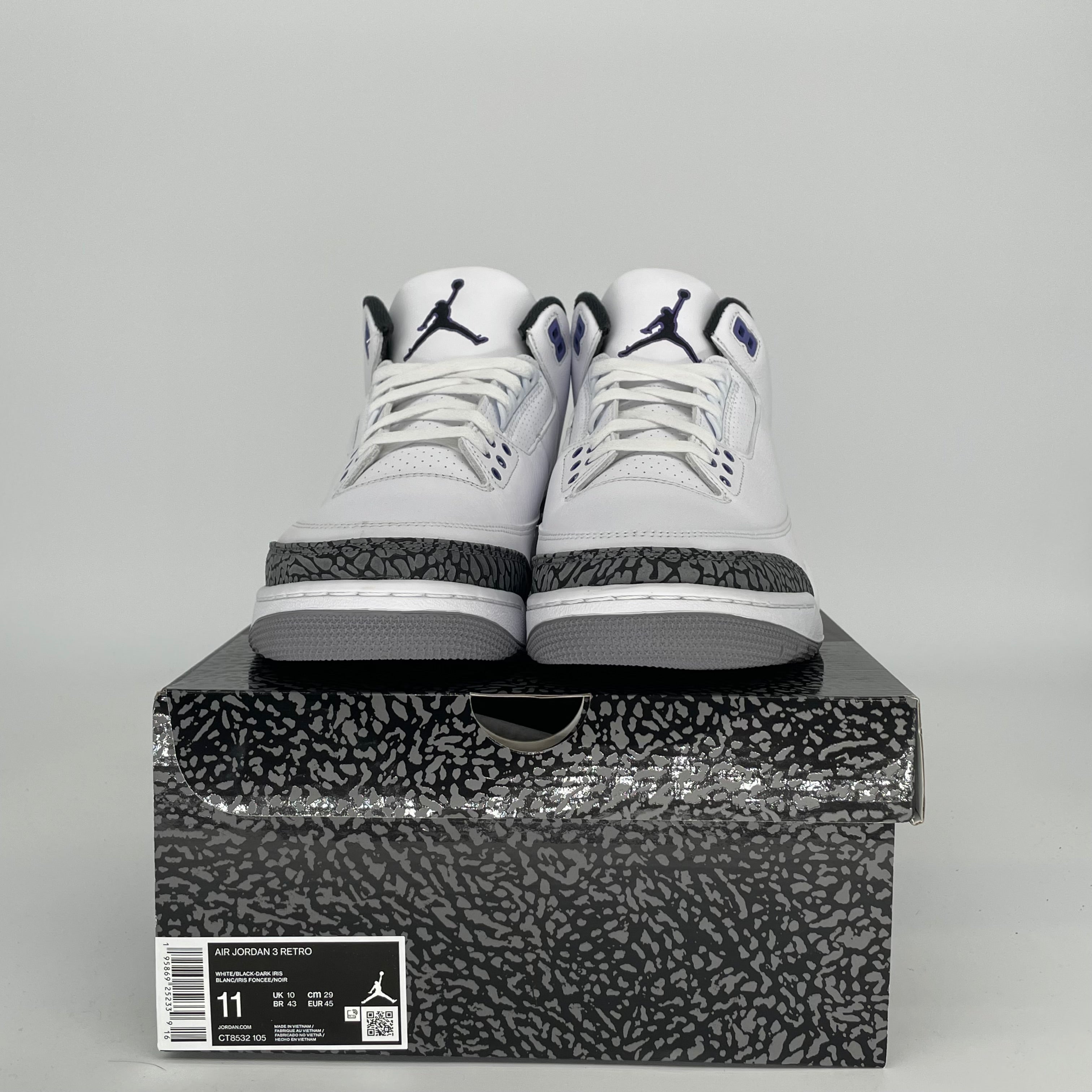 AIR JORDAN 3 DARK IRIS Men's Basketball Shoes - Size 11 (CT8532-105) - Retro Sneakers for Running, Training & Streetwear Fashion