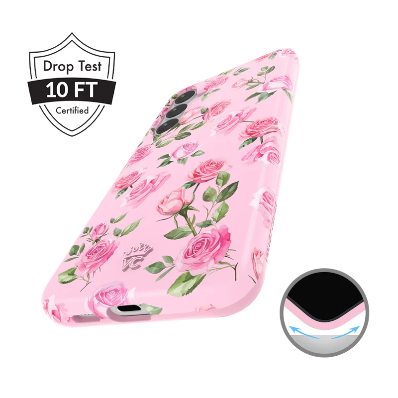 Pink Rose Floral Samsung Phone Case - Cute Protective Cover for Samsung Galaxy [Model] - Perfect Gift for Women, Girls, Teens - Ideal for Everyday Use, Birthday, Valentine's Day