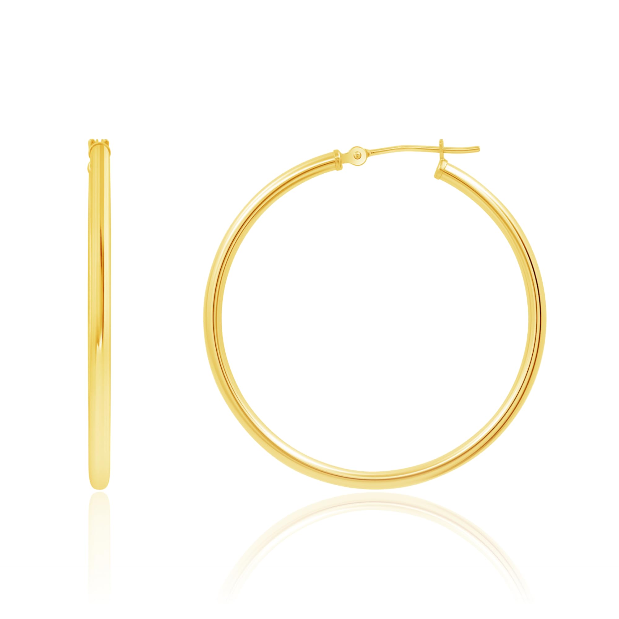 14k Solid Gold Hoop Earrings for Women - Yellow or White Gold Click-Top Hoops | Small to Large Sizes (0.47