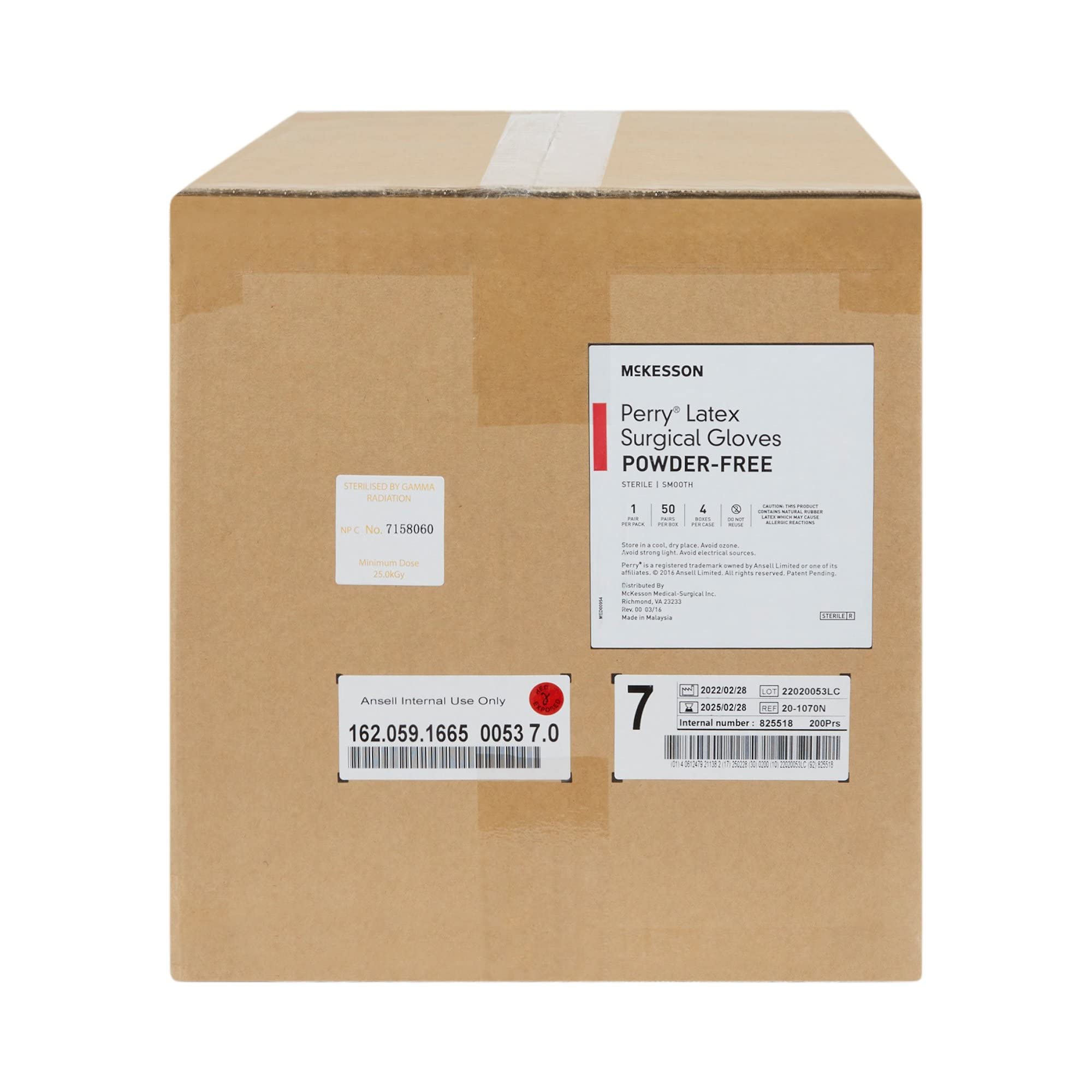 McKesson Perry Latex Surgical Gloves [200 Pairs] - Sterile, Disposable, Powder-Free, Professional Medical Exam Gloves for Healthcare & Dental Use - Size 7.0, Cream - Ideal for Hospitals, Clinics & First Aid Kits