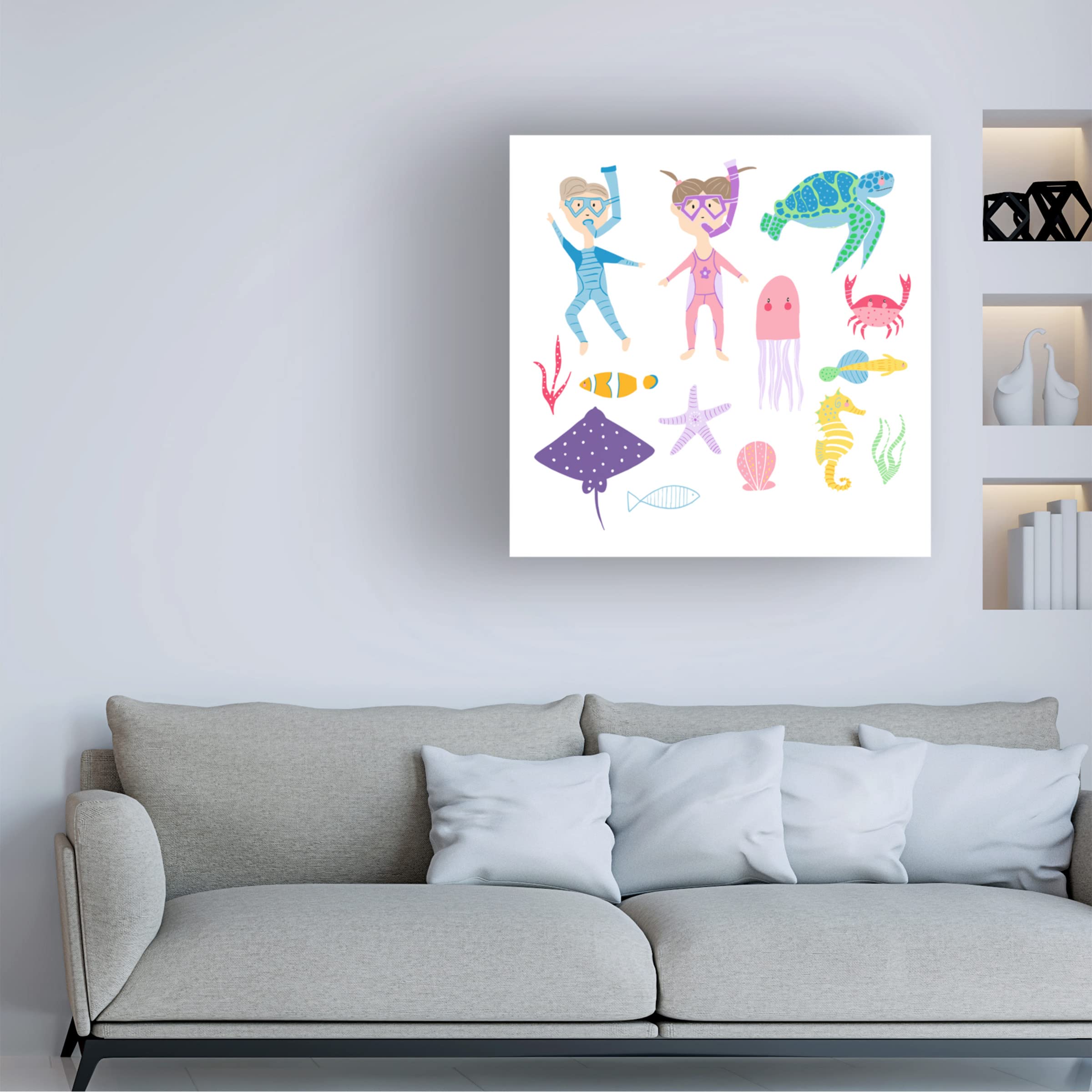 Trademark Fine Art 'Ice Cream Trio' Canvas Wall Art Print by Fiorella - Modern Home Decor for Kitchen, Dining Room, or Bedroom