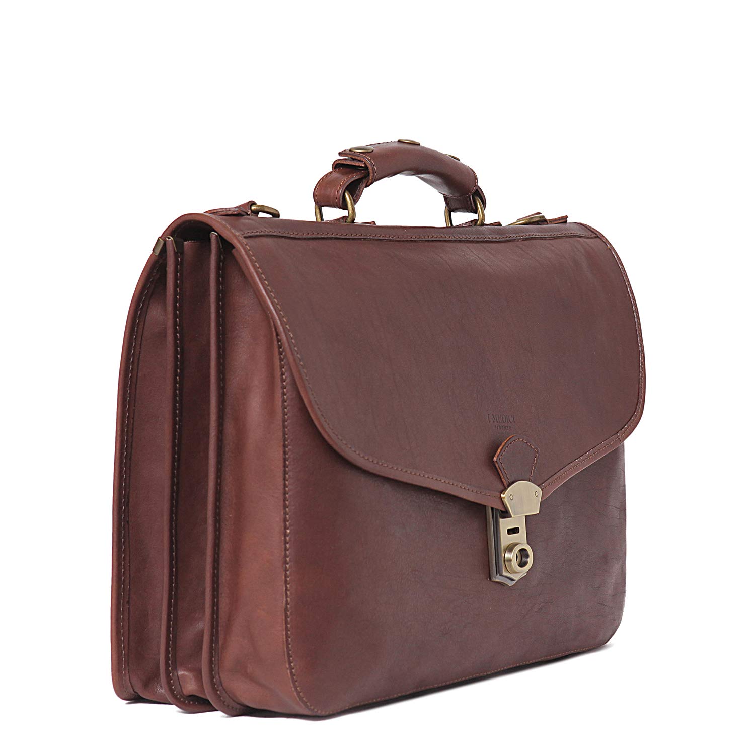 Premium Scafaftti Triple Gusset Leather Briefcase for Men - Chocolate Brown Business Bag - Perfect for Office, Travel & Professional Meetings
