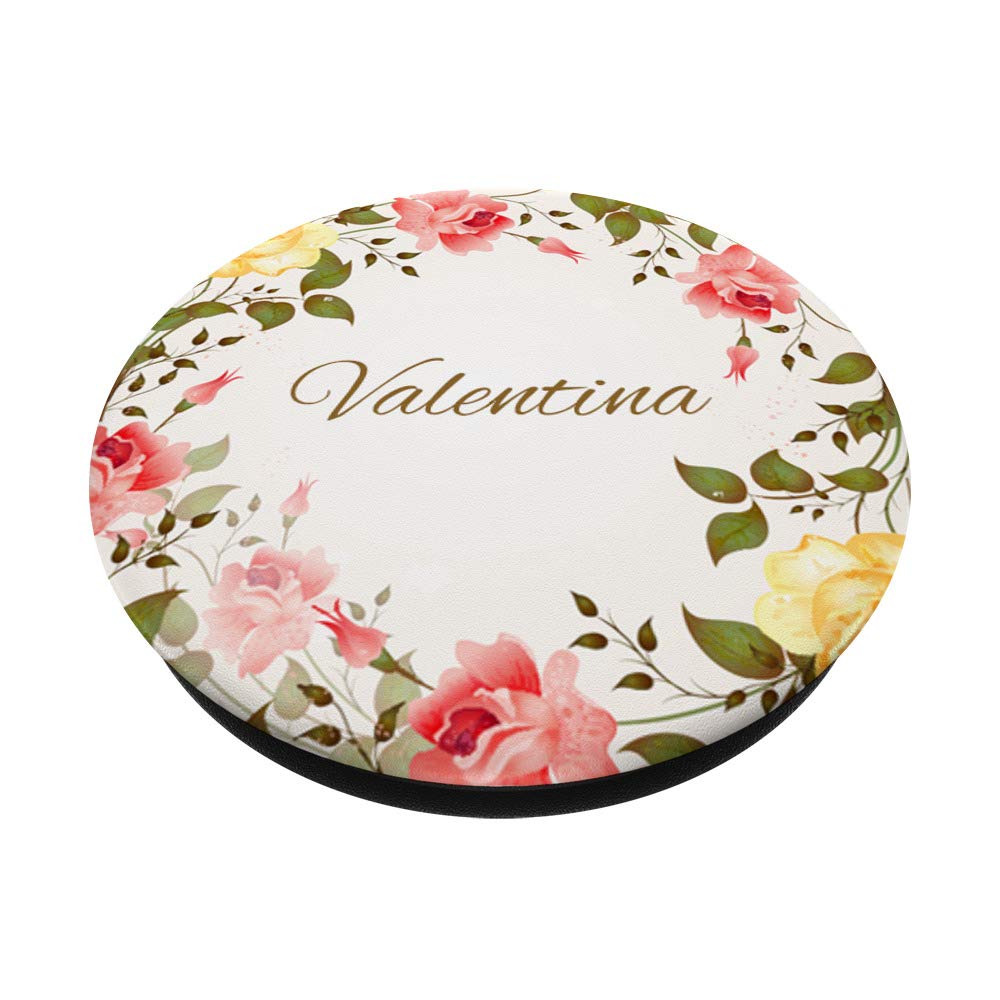 Valentina Floral Personalized PopSocket - Custom Name PopGrip for iPhone, Samsung & Tablets - Swappable Phone Stand & Grip - Perfect Gift for Birthdays, Valentines Day & Special Occasions
