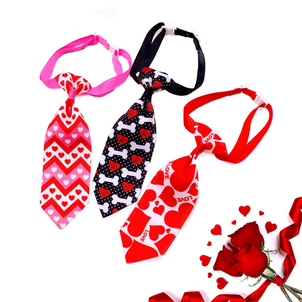 18pcs Valentine's Day Dog Neck Ties - Bulk Adjustable Pink & Red Small Dog Collar Ties with Rose Kiss Pattern | Cute Pet Grooming Accessories for Holidays, Parties & Photo Shoots