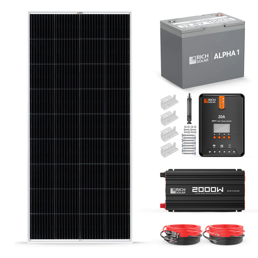 Rich Solar 200 Watt Complete Solar Panel Kit with Charge Controller - Perfect for RV, Boat, Off-Grid Cabins & Emergency Power Backup