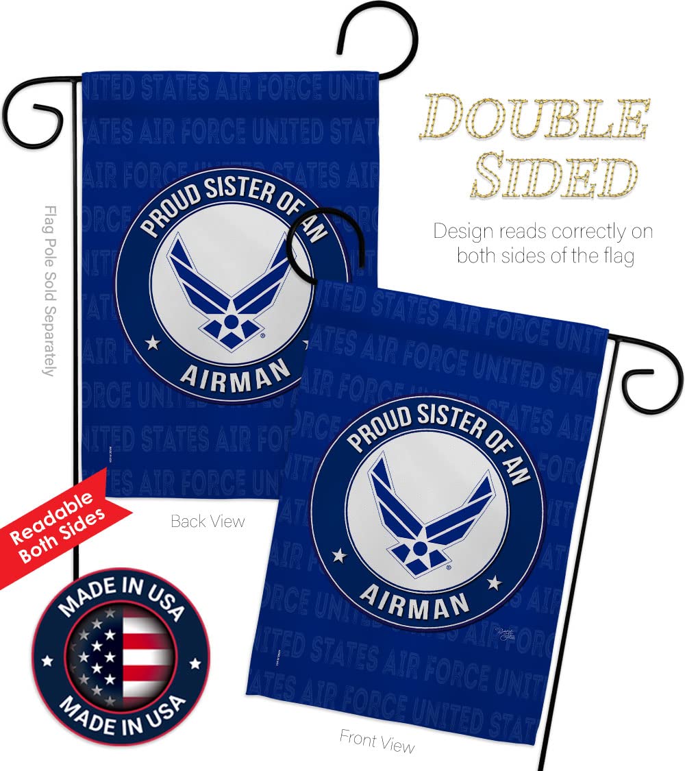 Proud Sister Airman Garden Flag Set - USAF Military Yard Decor for Veterans
