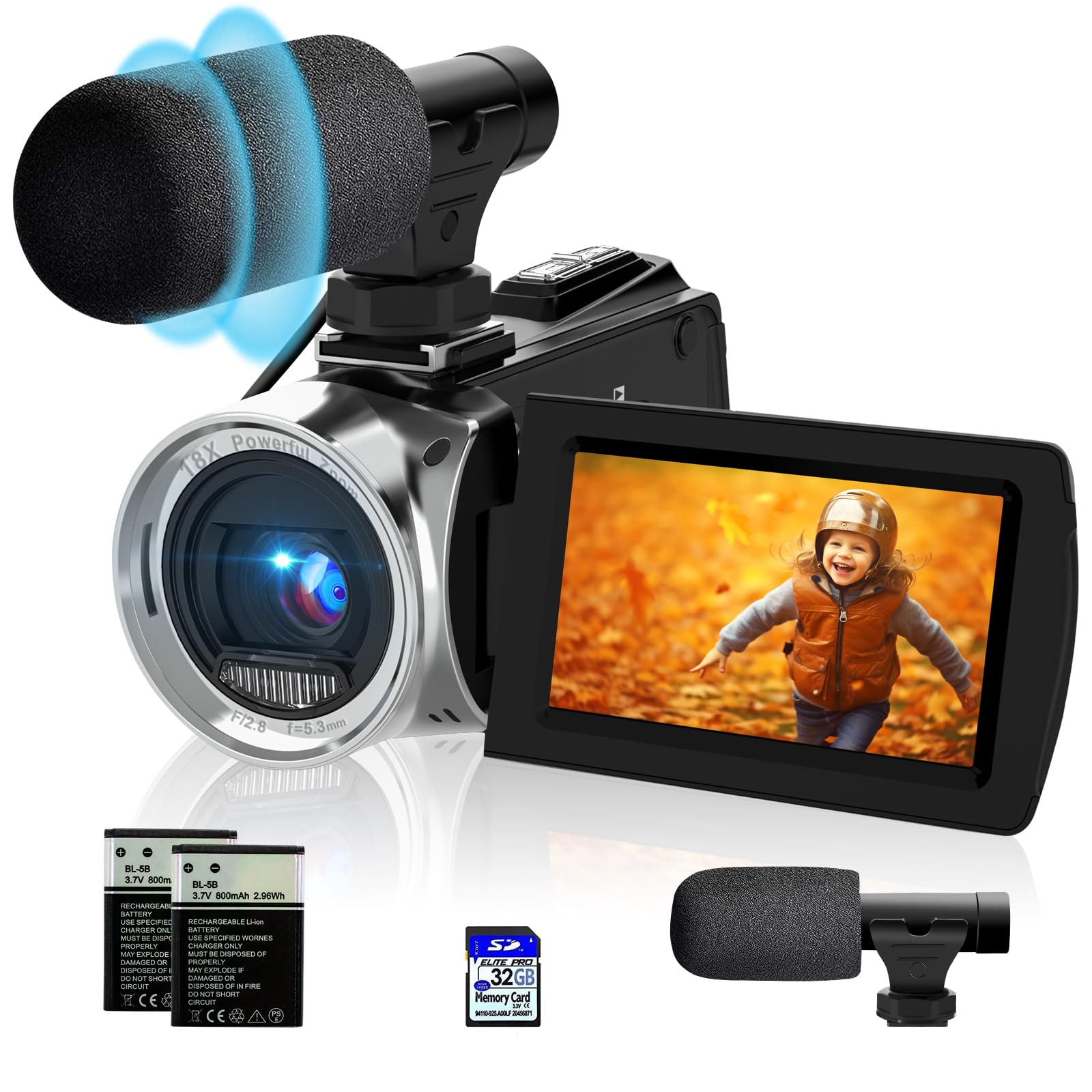 ISHARE 4K 48MP Digital Video Camera with 270° Flip Screen - Vlogging Camcorder for YouTube, Travel & Family Recording - Includes 2 Batteries & 32GB SD Card - Perfect for Beginners, Content Creators & Home Movies