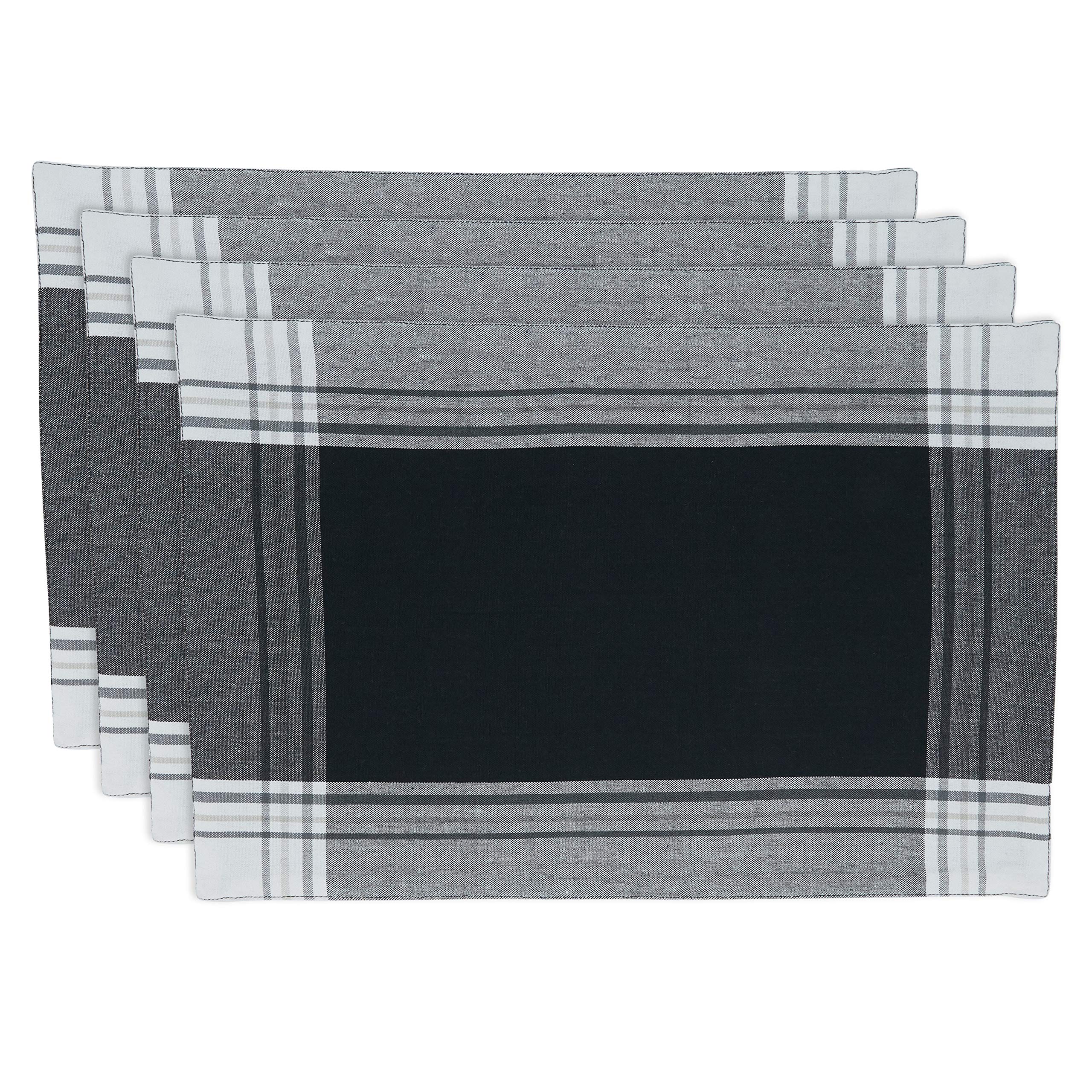Premium Stripe Border Placemats Set of 4 - Waterproof & Heat-Resistant Table Mats for Dining, Kitchen, and Party Decor - Elegant Table Setting Accessories for Home, Restaurant, and Events