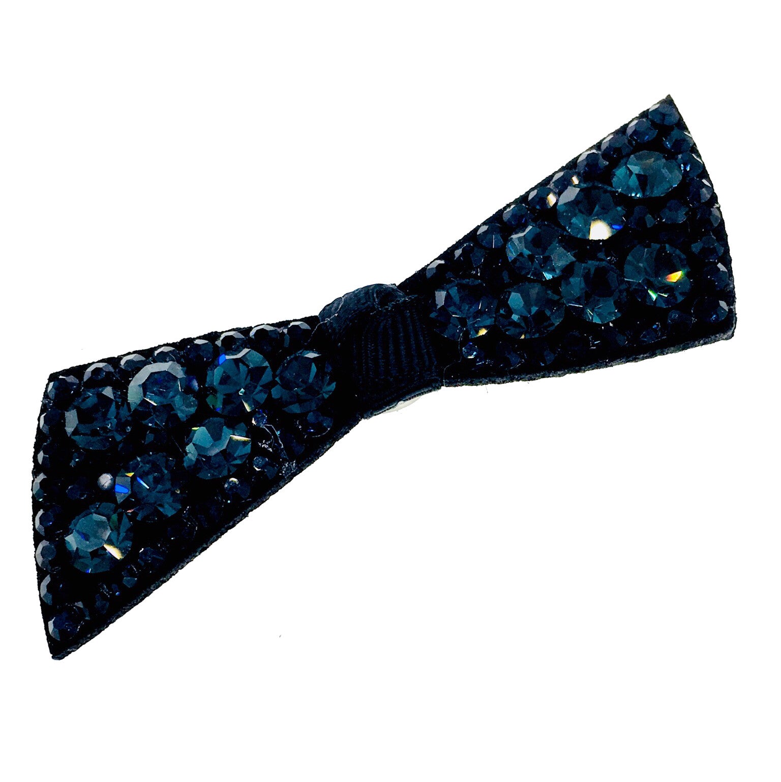 Elegant Swarovski Crystal Bow Knot Hair Clip - Acrylic Black Base with Navy Blue Accents | Perfect for Weddings, Prom, Parties & Everyday Glam
