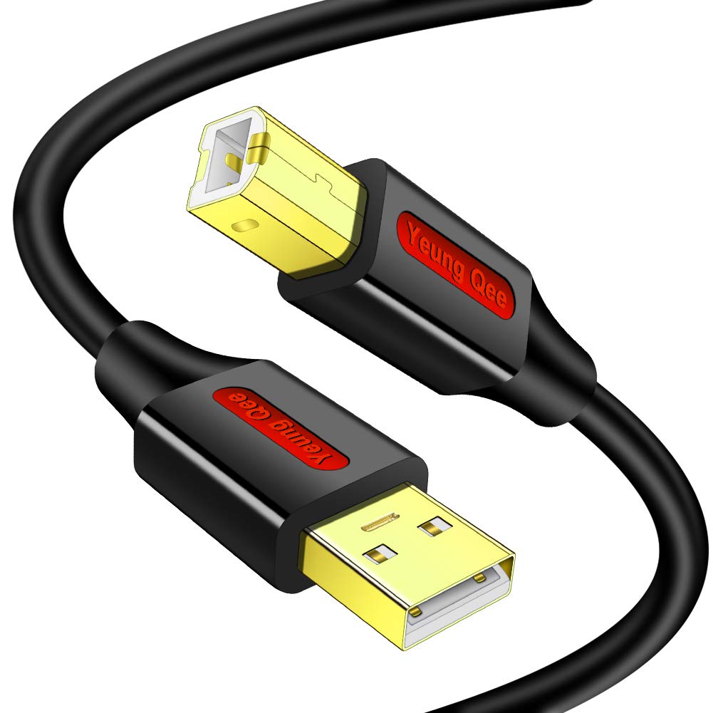 1.5ft USB 2.0 Printer Cable - High Speed A Male to B Male Scanner Cord for HP, Canon, Epson, Dell, Brother, Xerox, Samsung Printers - Perfect for Home Office, Small Business & Workstation Setup (0.5M)