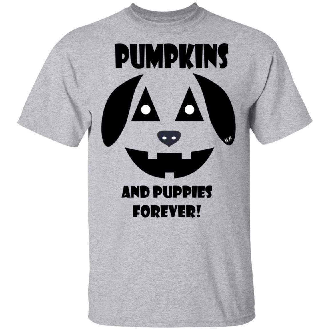 WineyBitches.Co Pumpkins And Puppies Forever Halloween Cotton T-Shirt - Cute Fall Graphic Tee for Women, Halloween Party Outfit, Dog Lover Gift