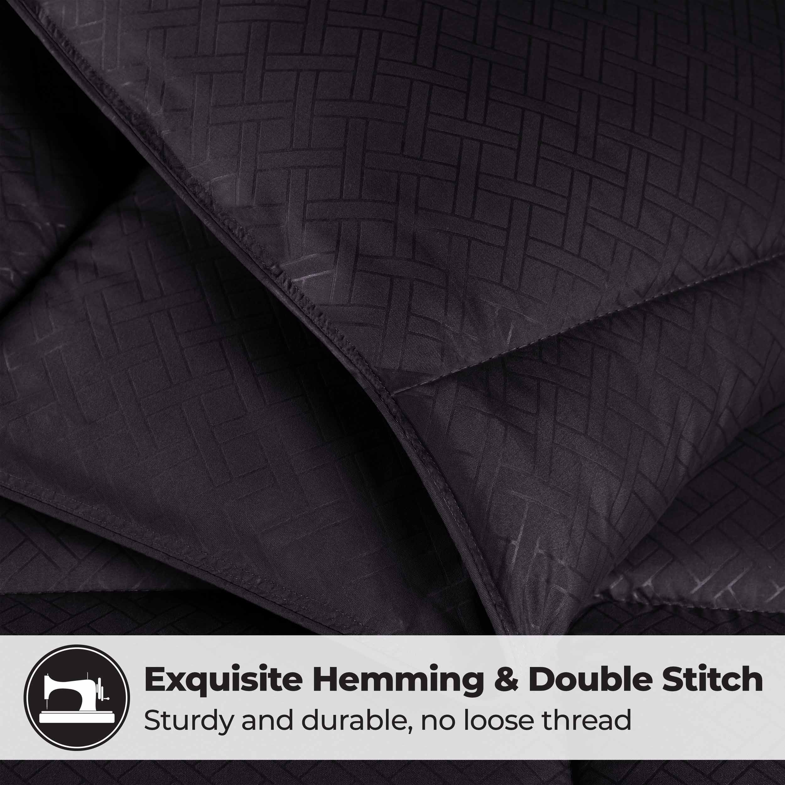 Luxury Basketweave Plush Down Alternative Comforter - Hypoallergenic & Breathable All-Season Bedding for Master Bedroom, Guest Room & Dorm