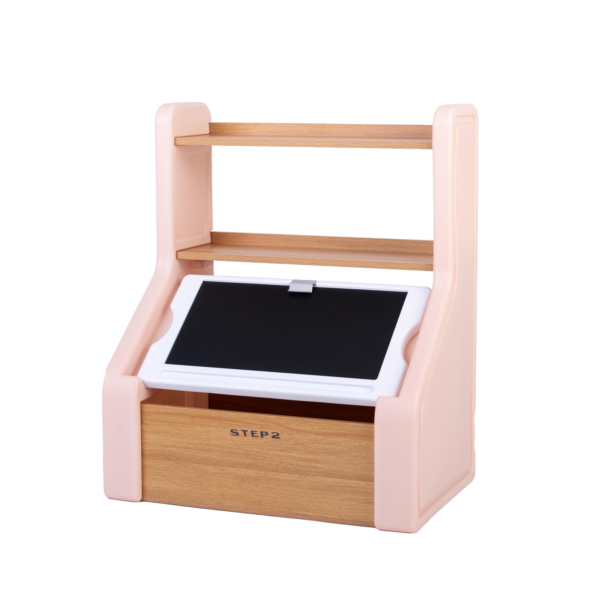 Step2 Harmony Toy Storage Box with Chalkboard Lid & Easel - Durable Plastic Toy Organizer for Toddlers Ages 2+ (Rose Pink) - Perfect for Kids' Room Organization & Playroom Storage