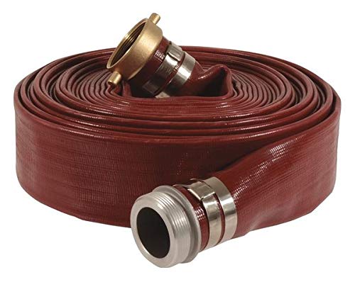 2 Inch ID x 50 Feet Heavy Duty PVC Water Discharge Hose - 150 PSI Burst Pressure, Red Color for Drainage, Irrigation, Pool Water Transfer & Construction Use