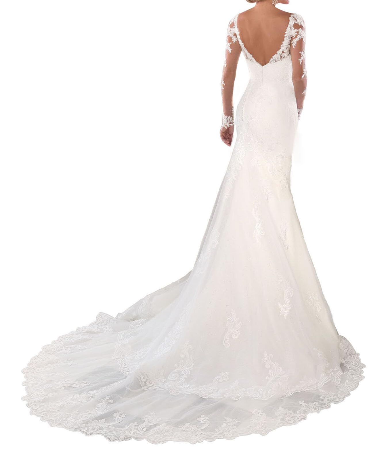 JAEDEN Lace Boho Mermaid Wedding Dress 2025 - Long Sleeves Bridal Gown for Beach, Garden & Vintage Weddings | Romantic A-Line Silhouette