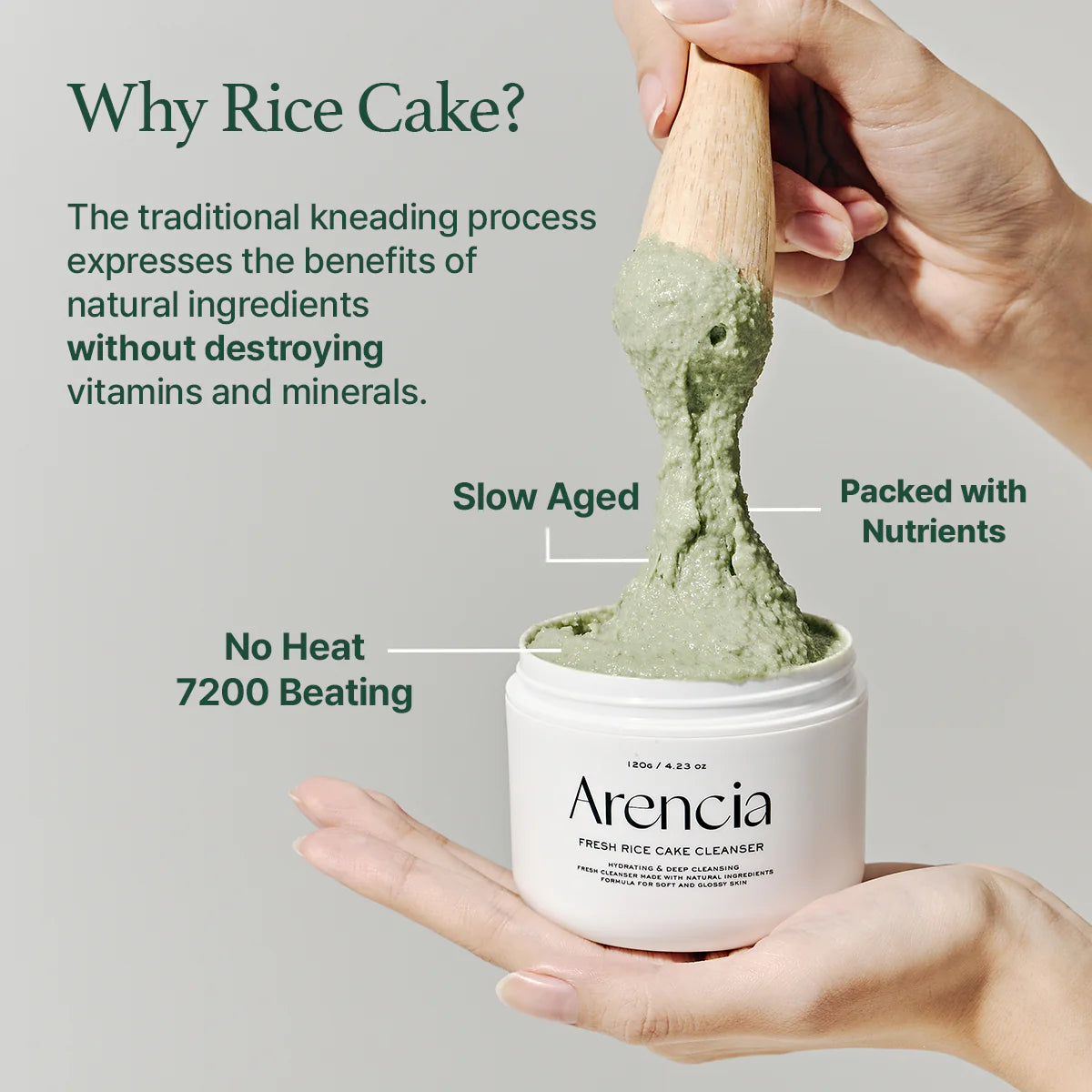 Arencia Green Artisan Cleanser Rice Soap 120g - Natural Korean Skincare for Acne & Brightening - Perfect for Daily Face Wash & Sensitive Skin Care Routine