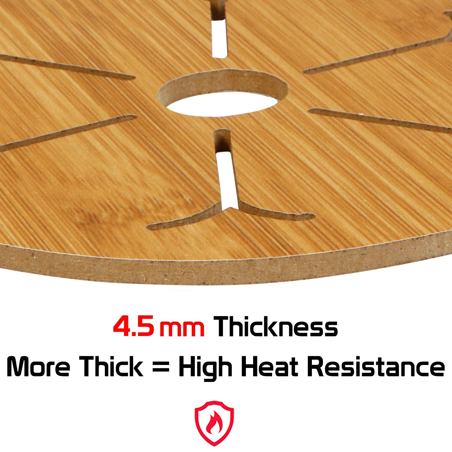 HOKIPO® 2-Pack Eco-Friendly Bamboo Wooden Coasters - Heat Resistant Drink Coasters for Dining Table, Kitchen Counter, Office Desk - Natural Wood Pot Holder & Hot Pad for Home Decor & Protection