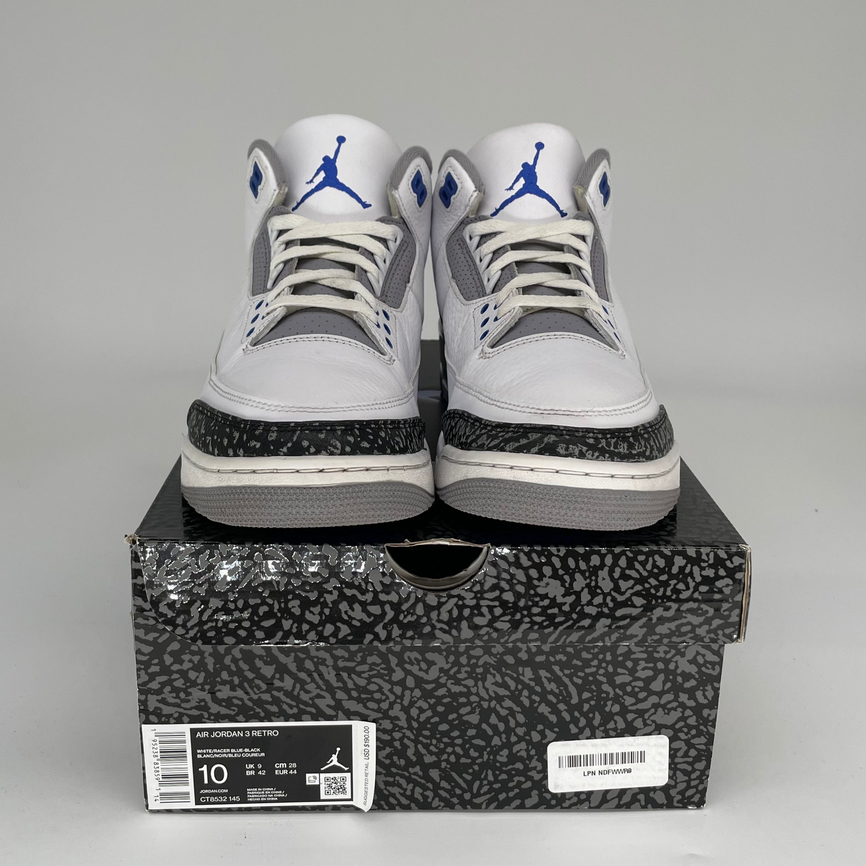 AIR JORDAN 3 RACER BLUE Men's Basketball Shoes Size 10 - Retro Style Sneakers for Running & Streetwear Fashion (CT8532-145) | Perfect for Casual Wear, Gym & Sports Activities