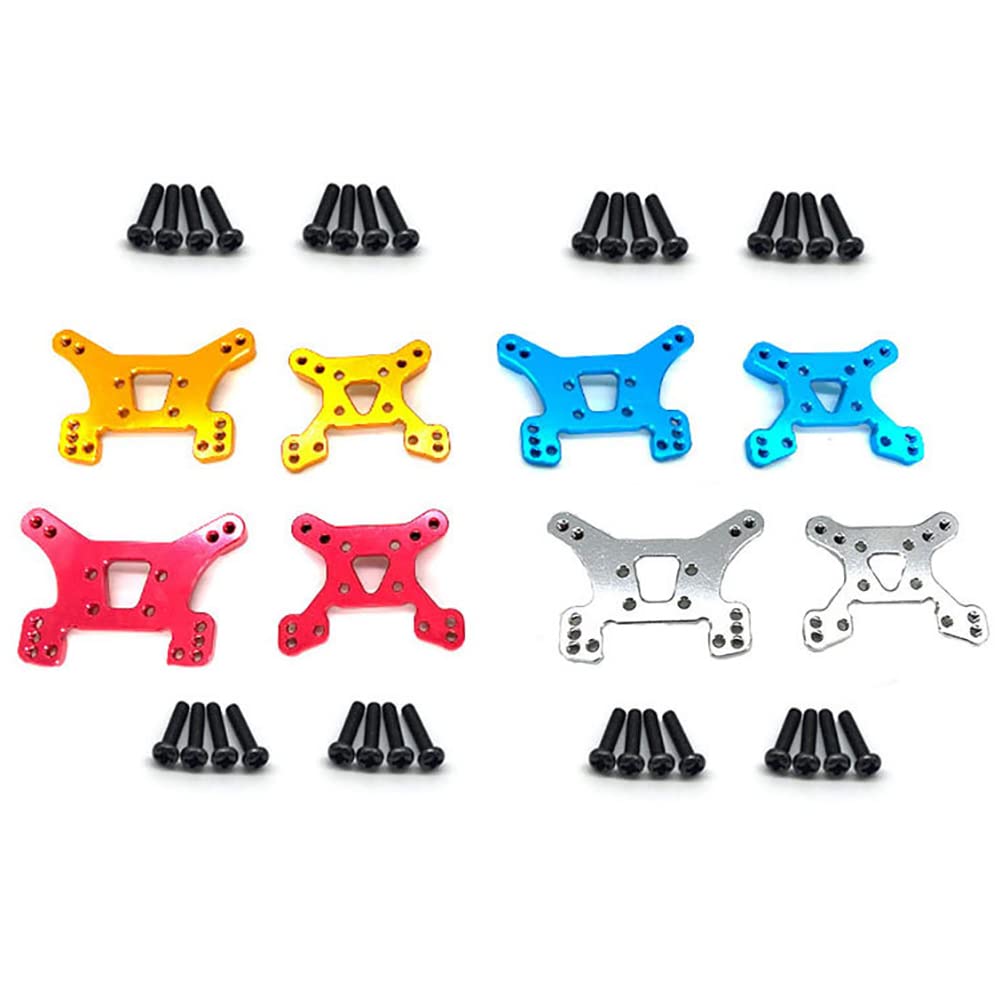 1/14 Scale RC 144001 Crawler Car Metal Shock Absorber Set - Front & Rear Shock Tower Mount with M3 Screws (Silver) | Upgrade Parts for Off-Road Racing & Trail Crawling