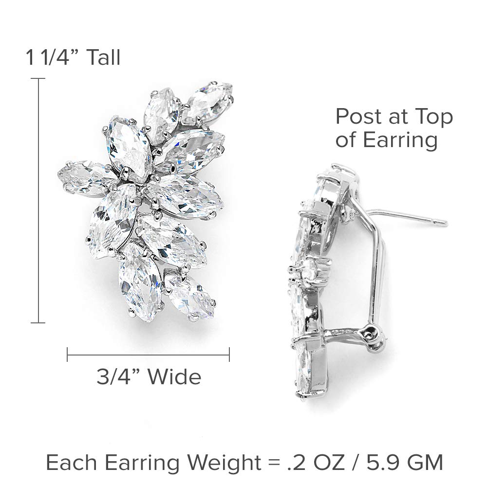 Elegant Mariell Cubic Zirconia Crystal Bridal Earrings - Marquis Cut CZ Curved Cluster Dangle Earrings for Wedding, Bridesmaid, Prom, Mother of the Bride | Perfect for Formal Events, Anniversary Gifts & Special Occasions