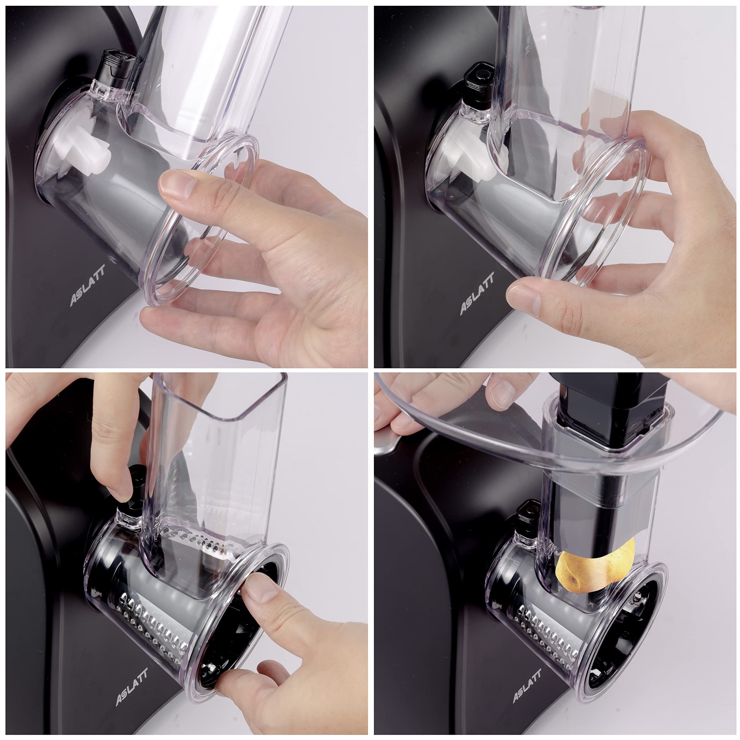 Electric Slicer & Cheese Grater - One-Touch Control Kitchen Appliance with 5 Attachments for Fruits, Vegetables, Cheese | Perfect for Home Cooking, Meal Prep & Salad Making