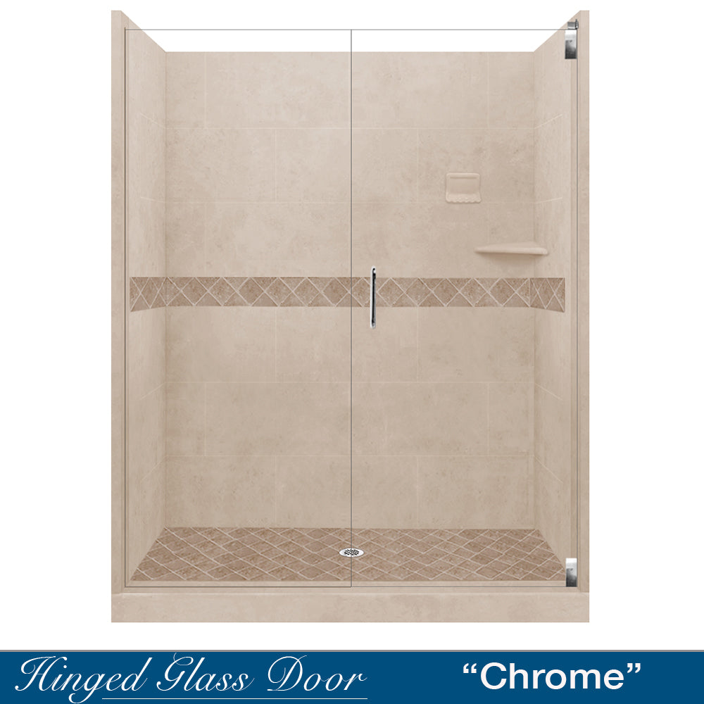 60 Alcove Brown Sugar Sistine Stone & Diamond Stone Accent DIY Shower Remodel Kit - Easy Bathroom Upgrade for Modern Home Renovation