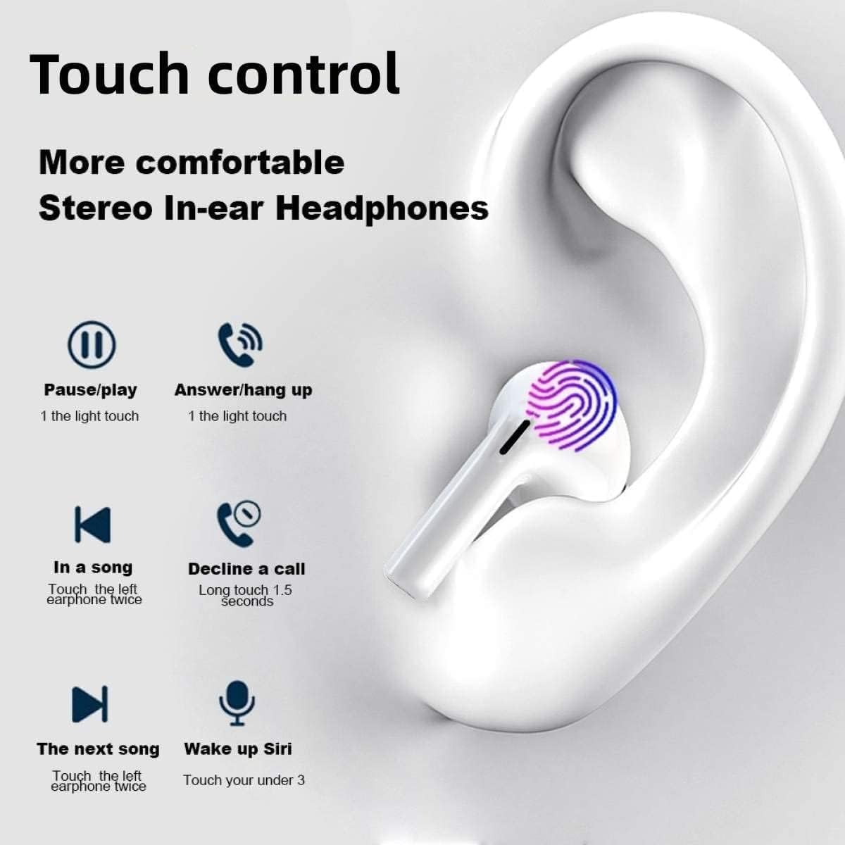 MFi Certified Wireless Earbuds Bluetooth 5.0 IPX7 Waterproof Headphones with Fast Charging Case, Hi-Fi Stereo Sound & Built-in Mic for iPhone/Android/iOS - Perfect for Gym, Running, Travel & Workouts